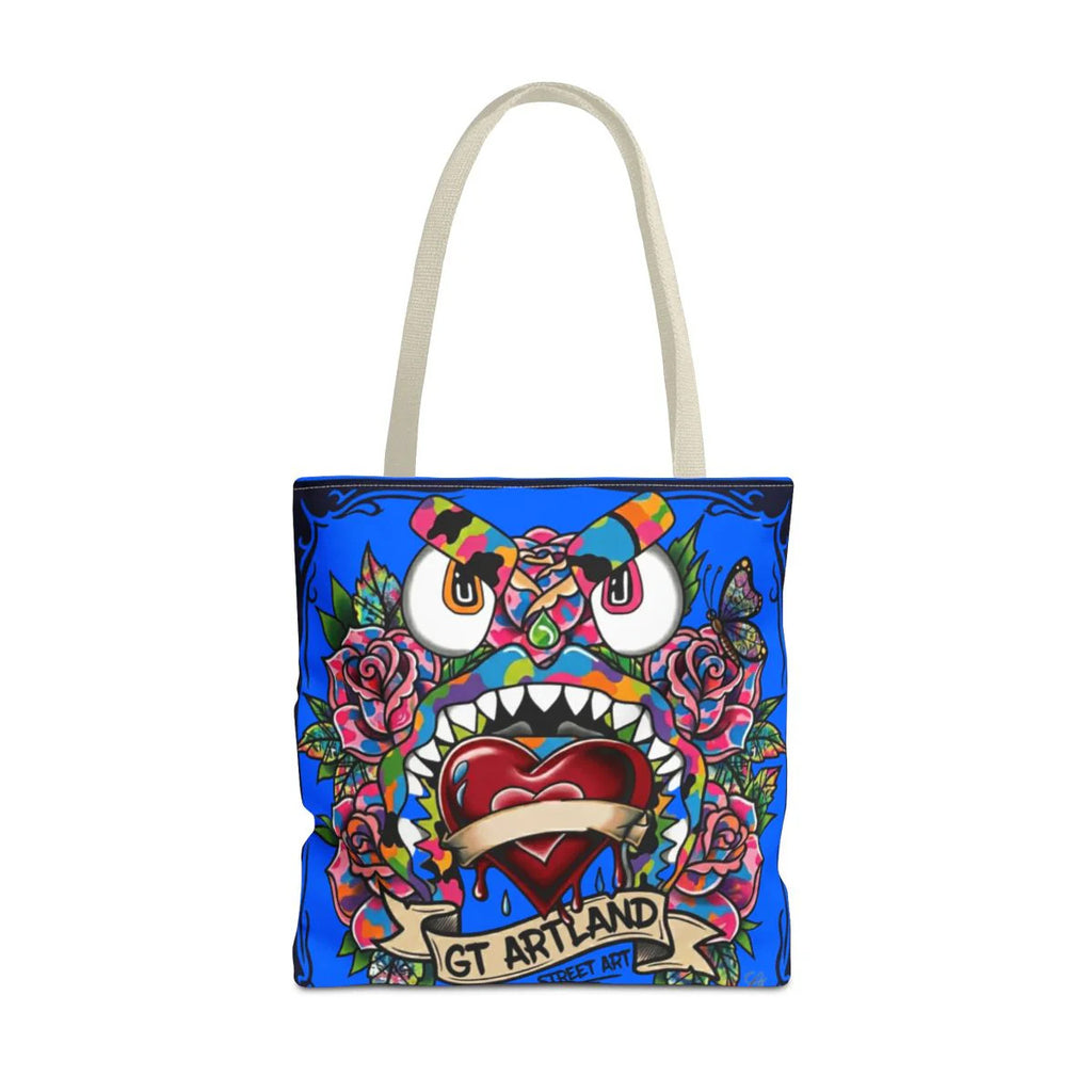 Colorful Gape Tattoo Monster Heart Tote Bag Designer sky blue Edition |
