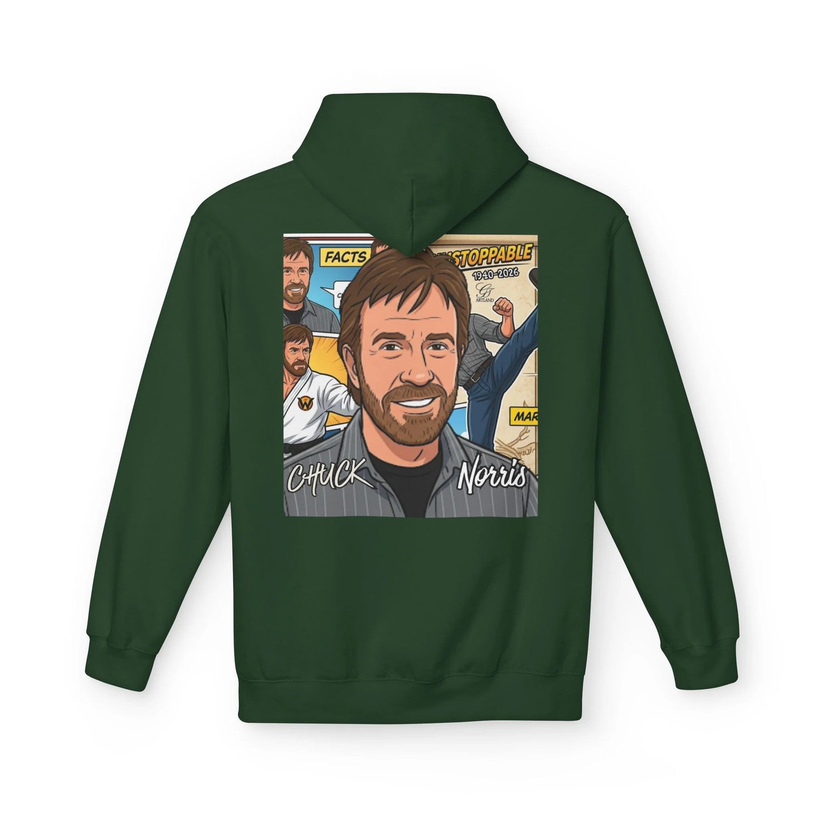 Chuck Norris Portrait Hoodie | Martial Arts Comic Illustration by GT Artland