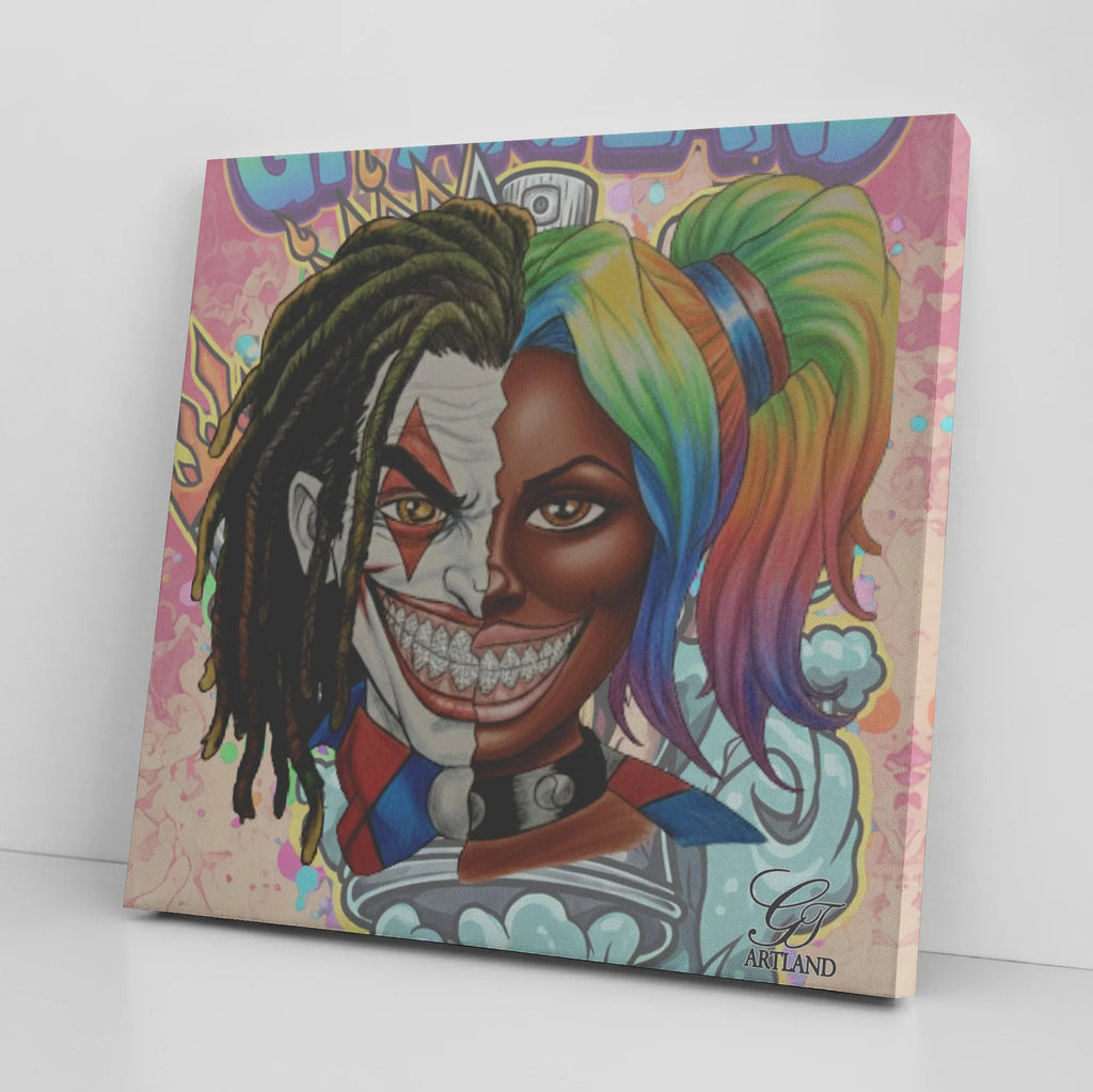 Joka Harley Twin Flame 2 Face Character Ebony Collector's Edition Square Canvas