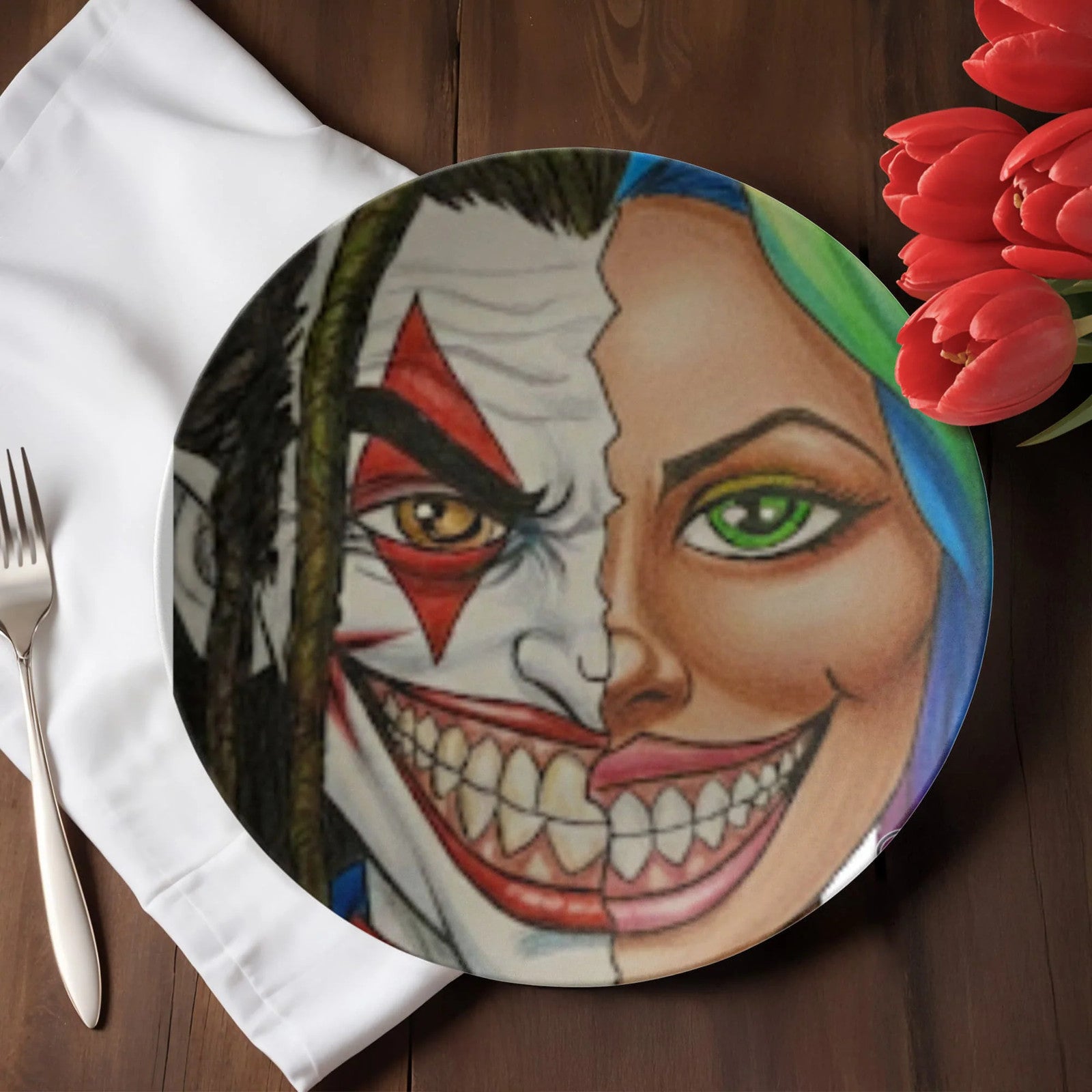 Joka Harley Twin Flame 2 Face Character Ivory Close Up Edition 10” Plate by
