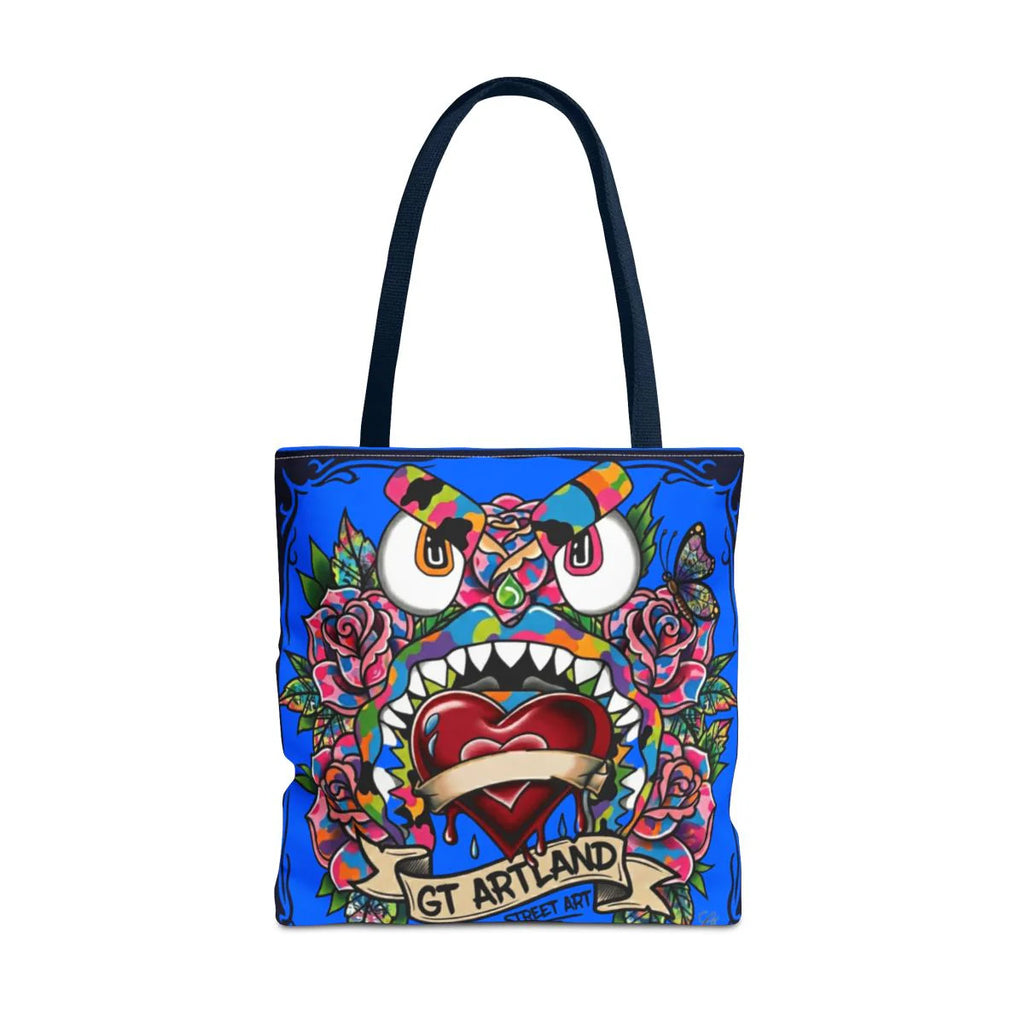 Colorful Gape Tattoo Monster Heart Tote Bag Designer sky blue Edition |