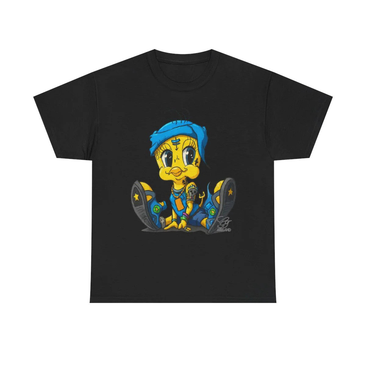 Blue Bandana Ghetto Tweet Bird Designer Unisex style Heavy Cotton Tee BY GT