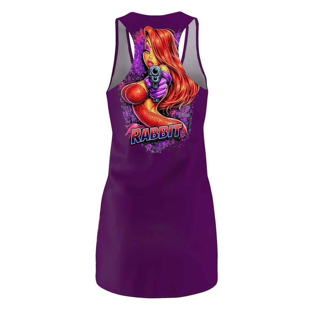 Rabbit Vixen Redhead with Gun Racerback Dress | Rabbit Graphic, Purple by GT