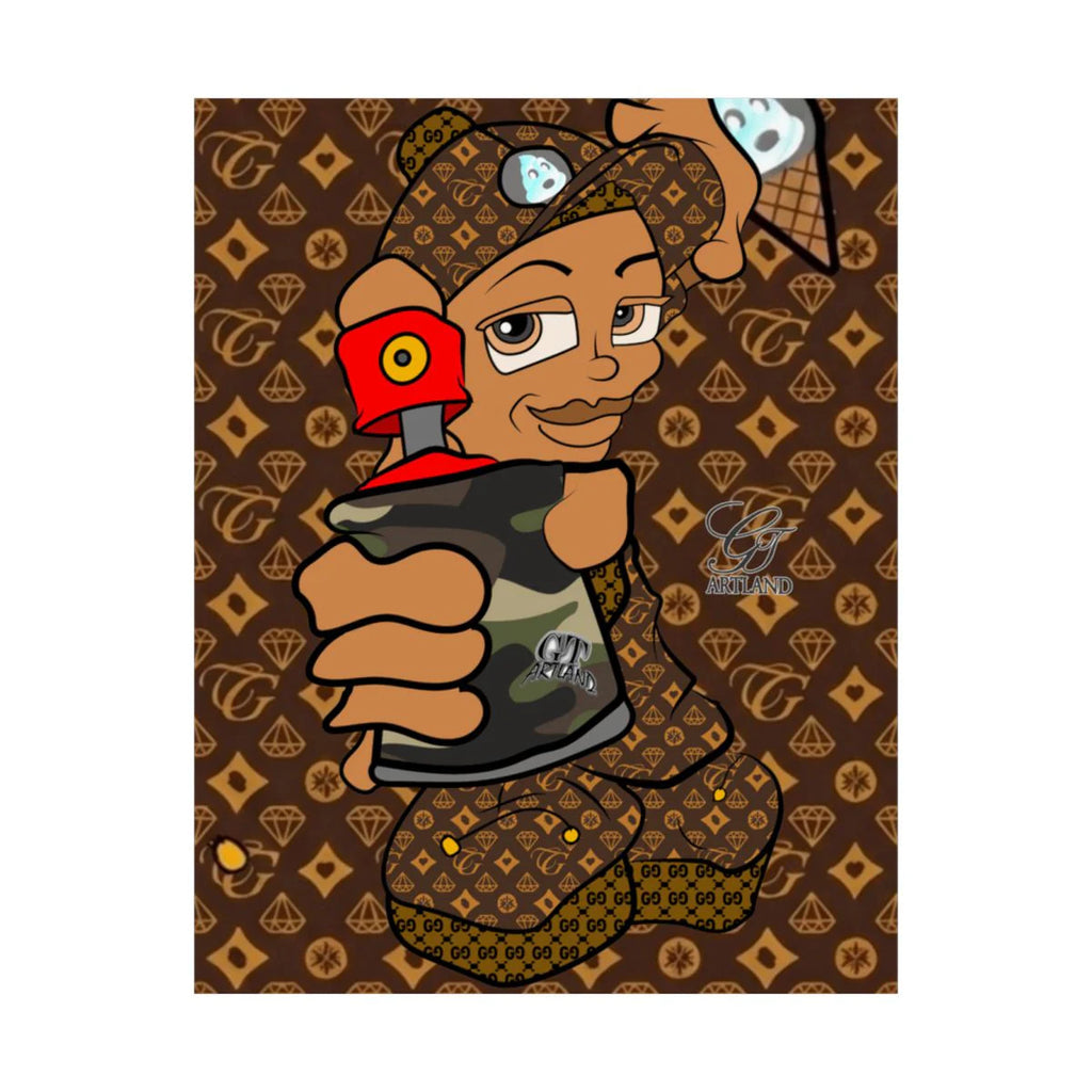 Ebony Spray Can Kid GT High Fashion Graffiti Designer Matte Vertical Posters by