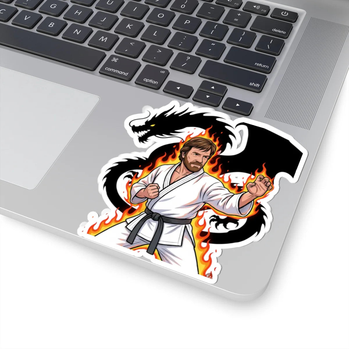 Martial Artist Chuck Norris Dragon Flames Sticker | Kiss-Cut Sticker by GT