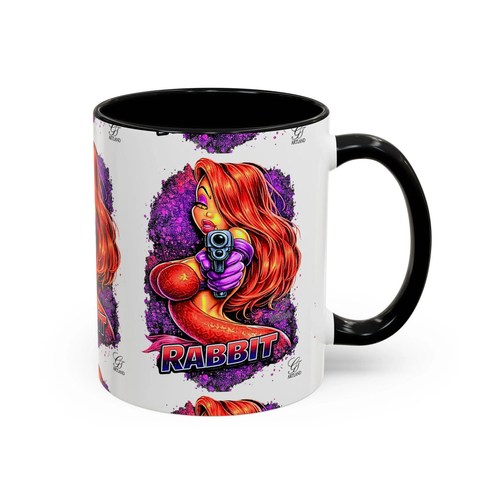 Pinup Redhead Vixen with Gun Rabbit Mug | Accent Coffee Mug 11oz 15oz by GT