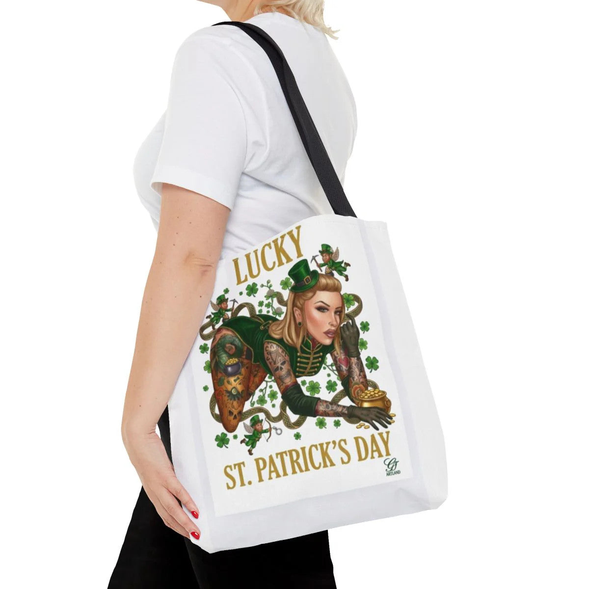 "Lucky" St Patrick's Day Tattoo Hot Sexy Vixen Designer Tote Bag by GT Artland