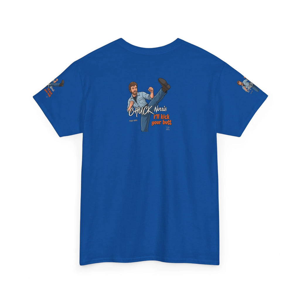 Chuck Norris kick illustration T-Shirt | I'll kick your butt slogan designer by