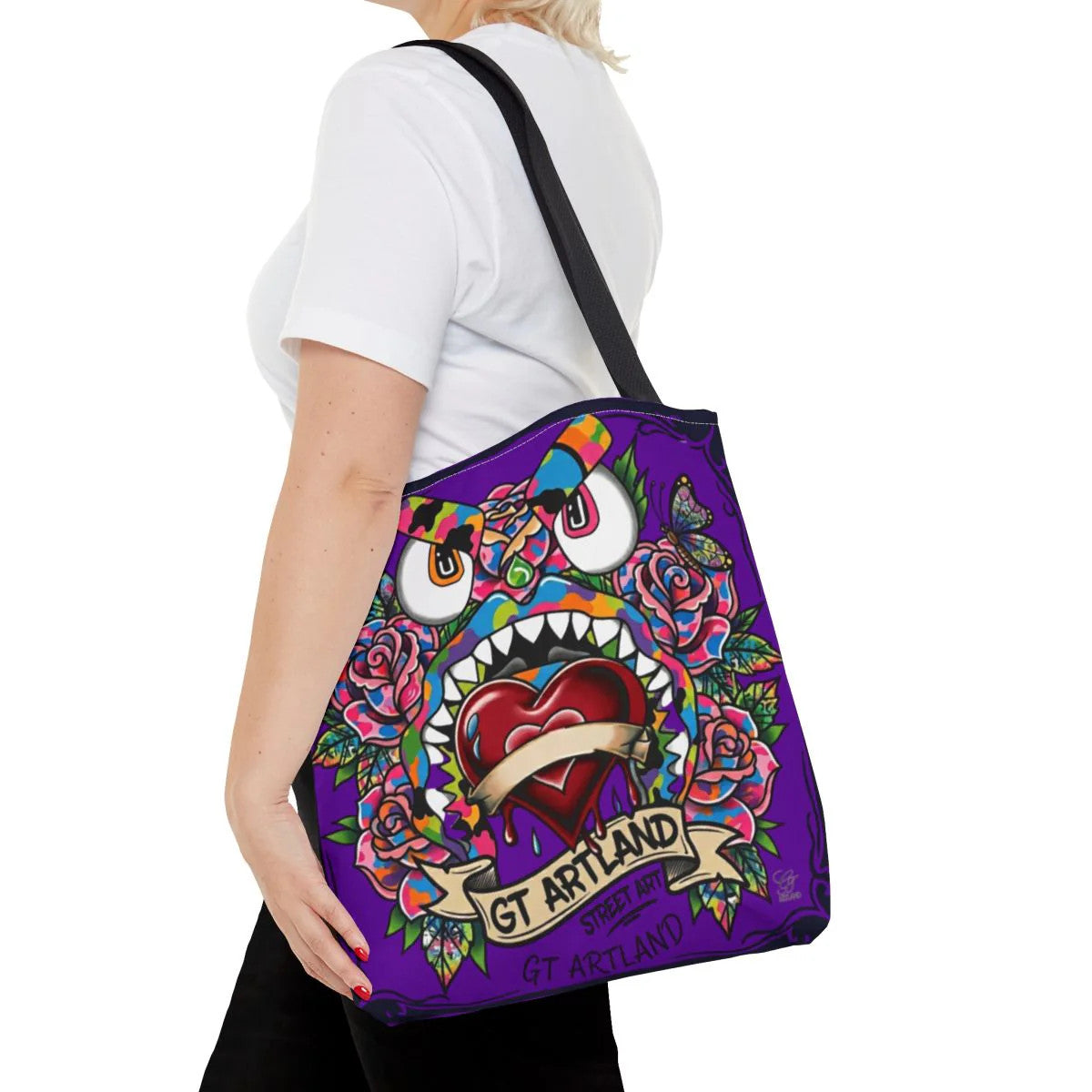 Colorful Gape Tattoo Monster Heart Tote Bag Designer Purple Haze Edition |