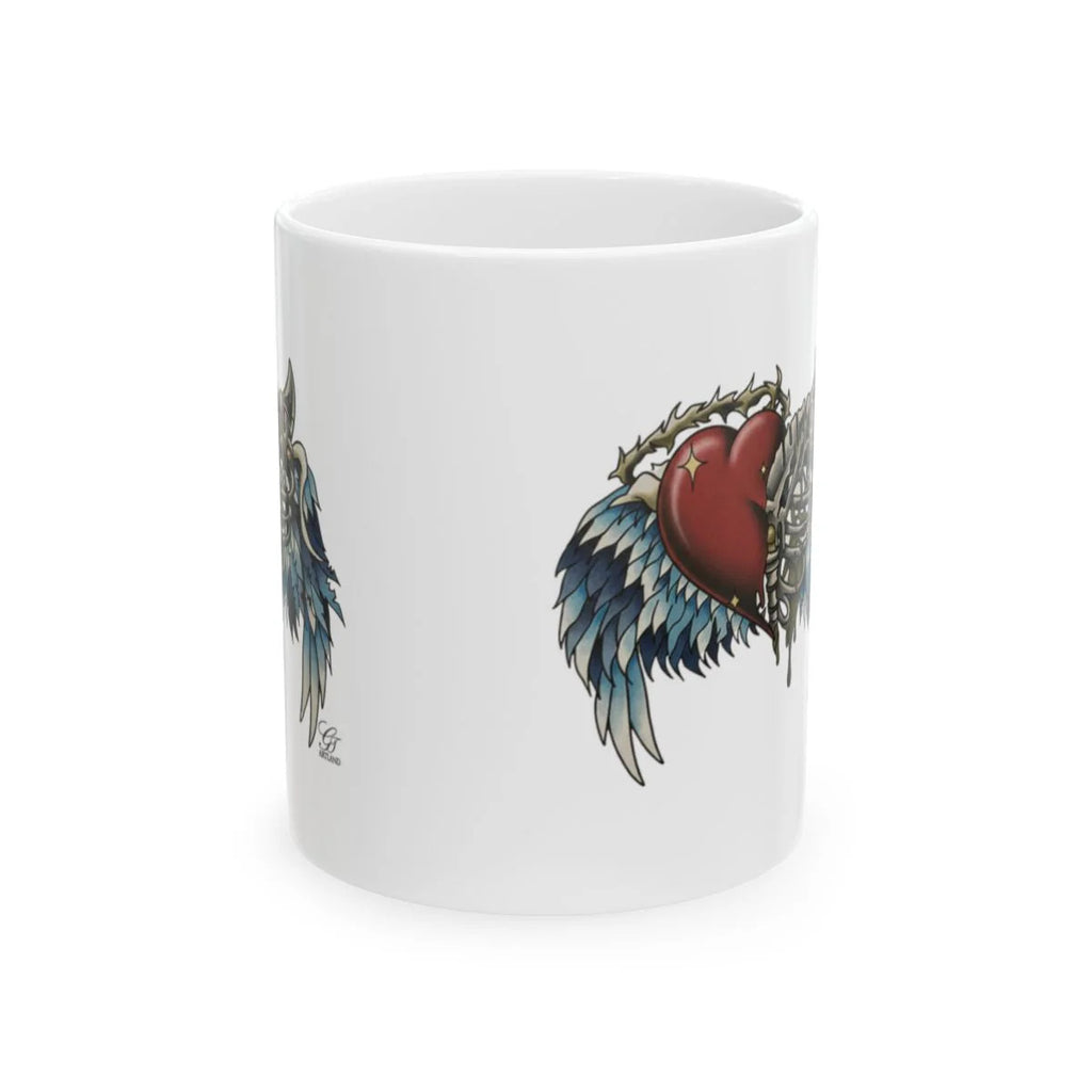 Ripped Heart With Wings Ceramic Mug, (11oz, 15oz) by GT Artland