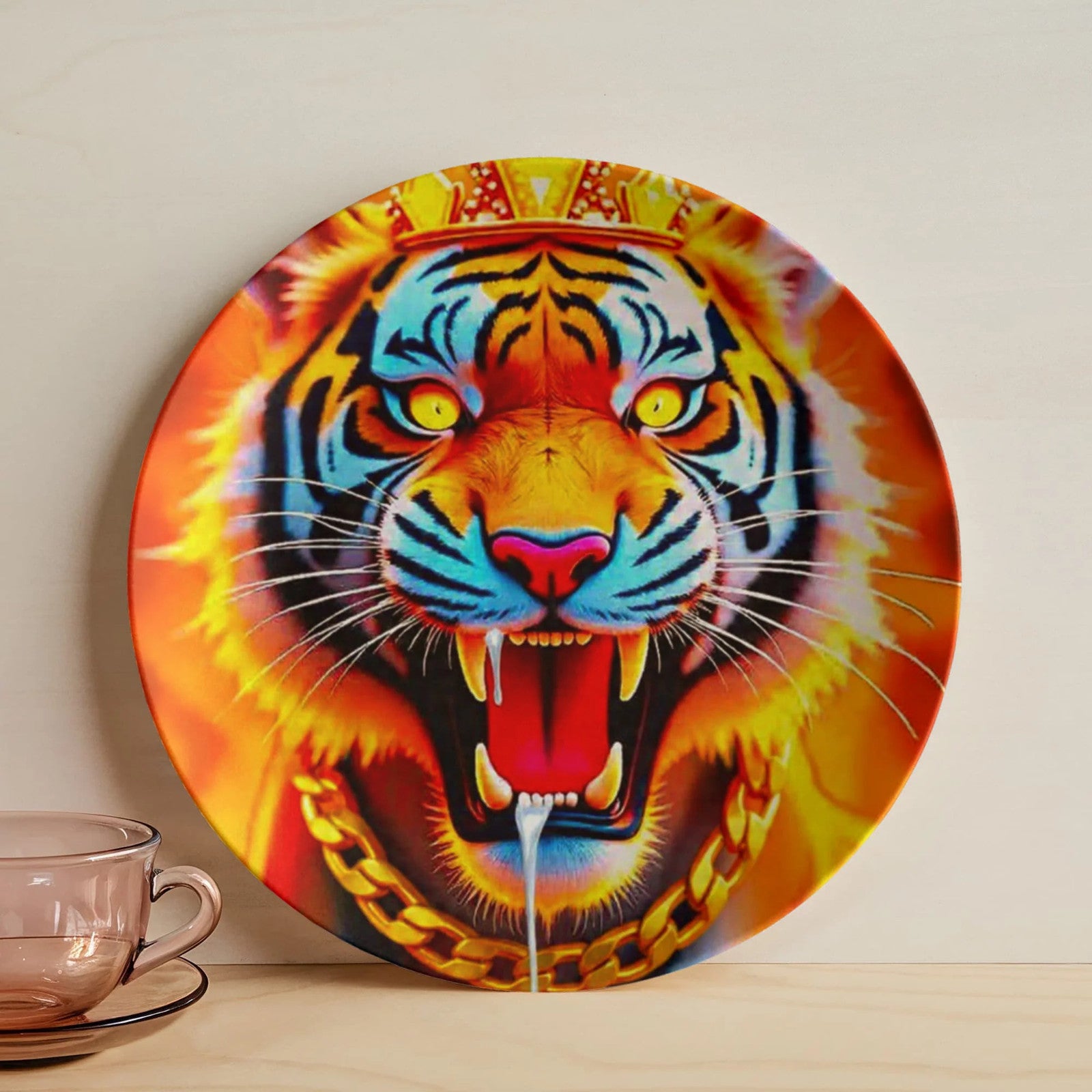 King GT Tiger Drool with Gold Chain Elite 10” Plate by GT Artland
