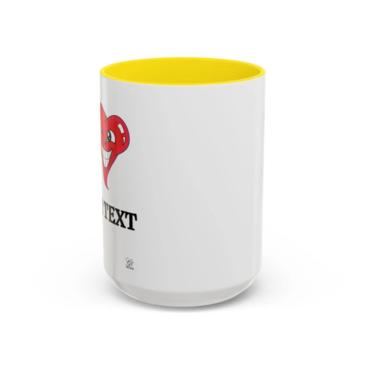 I ️ "Add Any Text" Happy Heart Classic Accent Coffee Mug (11, 15oz) by GT