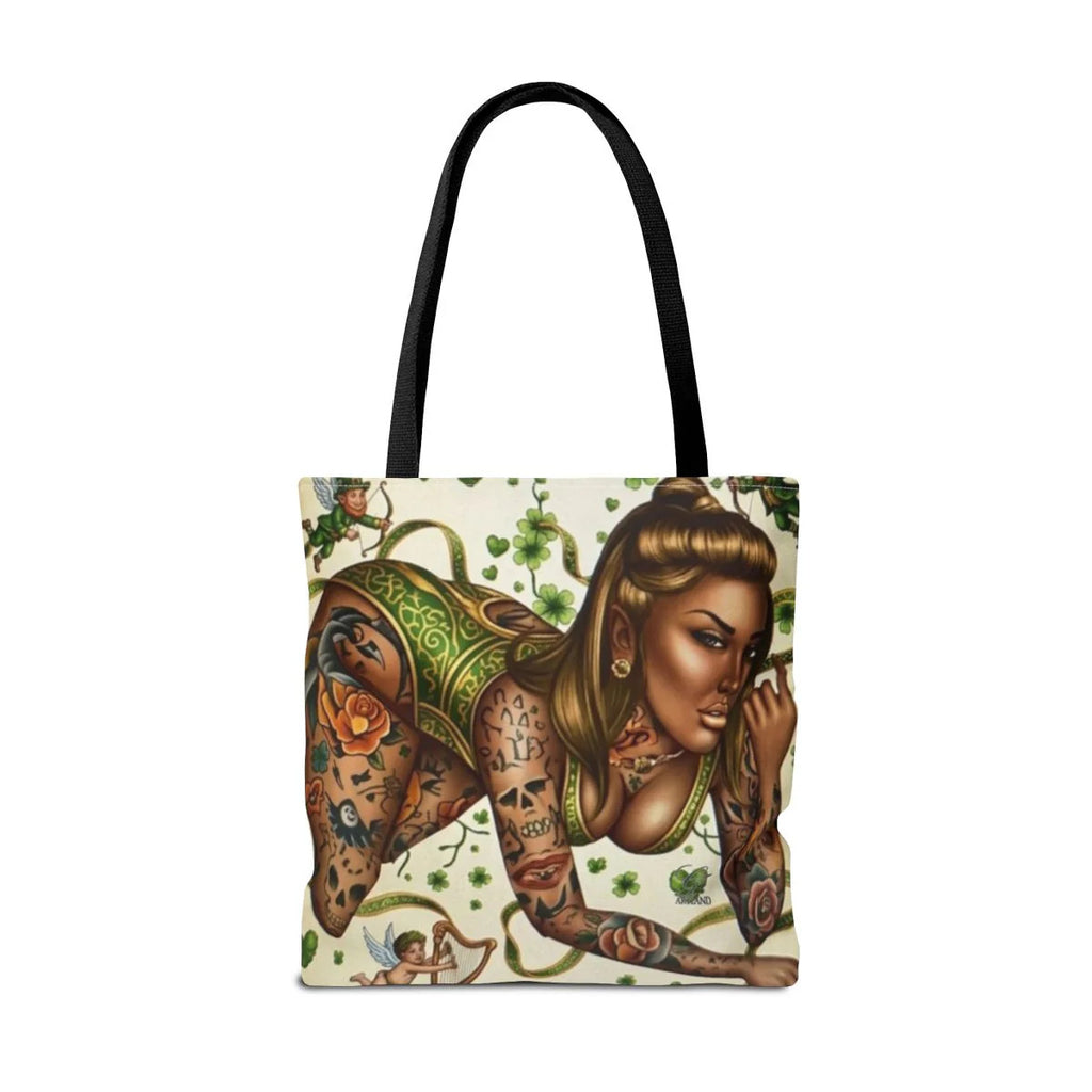 Ebony St Patrick Theme Tattoo Hot Sexy Vixen Designer Tote Bag by GT Artland