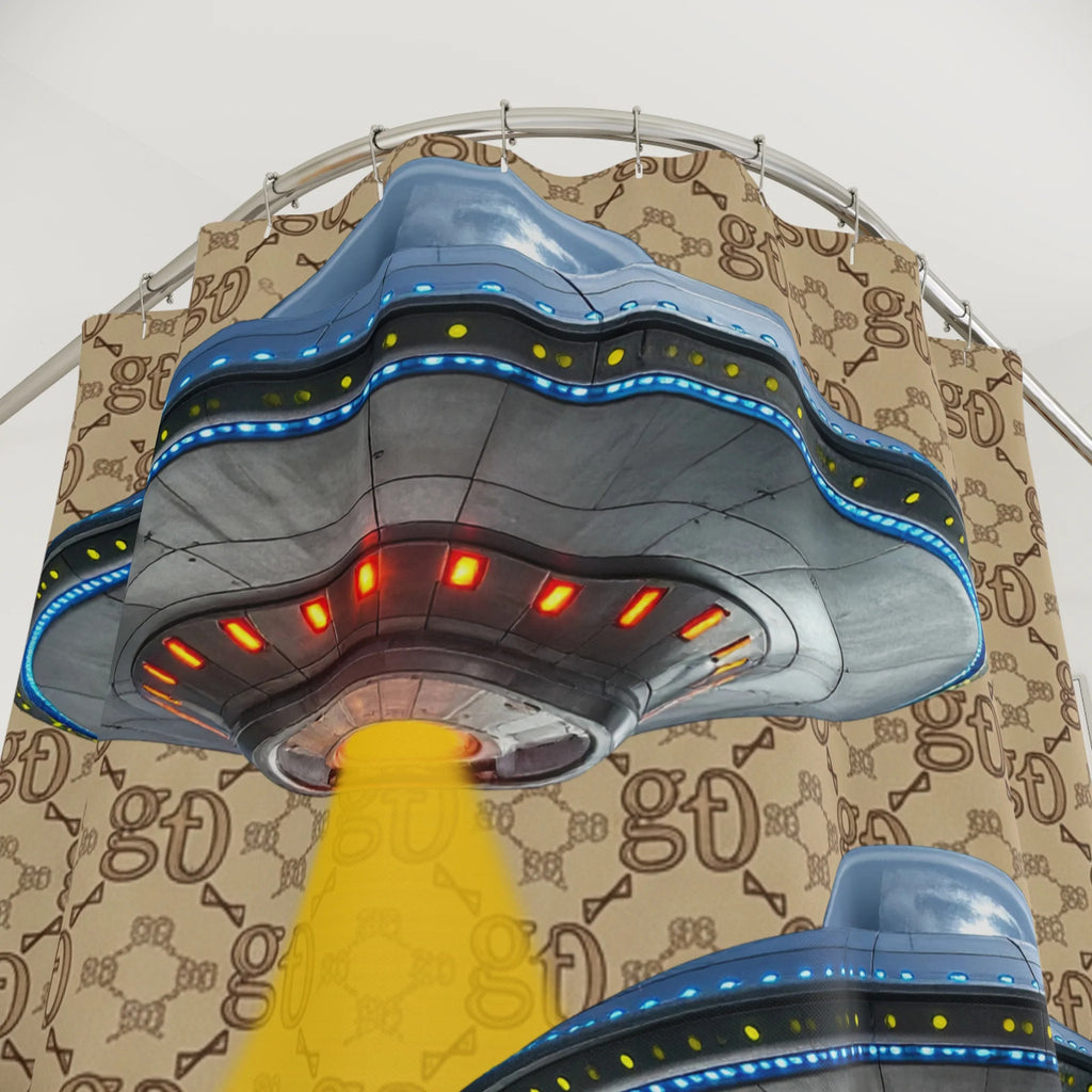 UFO Abduction Shower Curtain Bathroom Decor by GT Artland