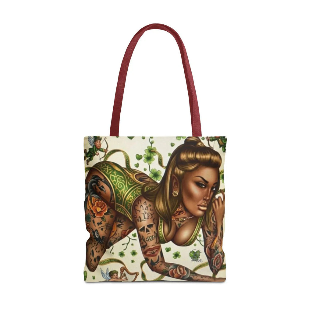 Ebony St Patrick Theme Tattoo Hot Sexy Vixen Designer Tote Bag by GT Artland
