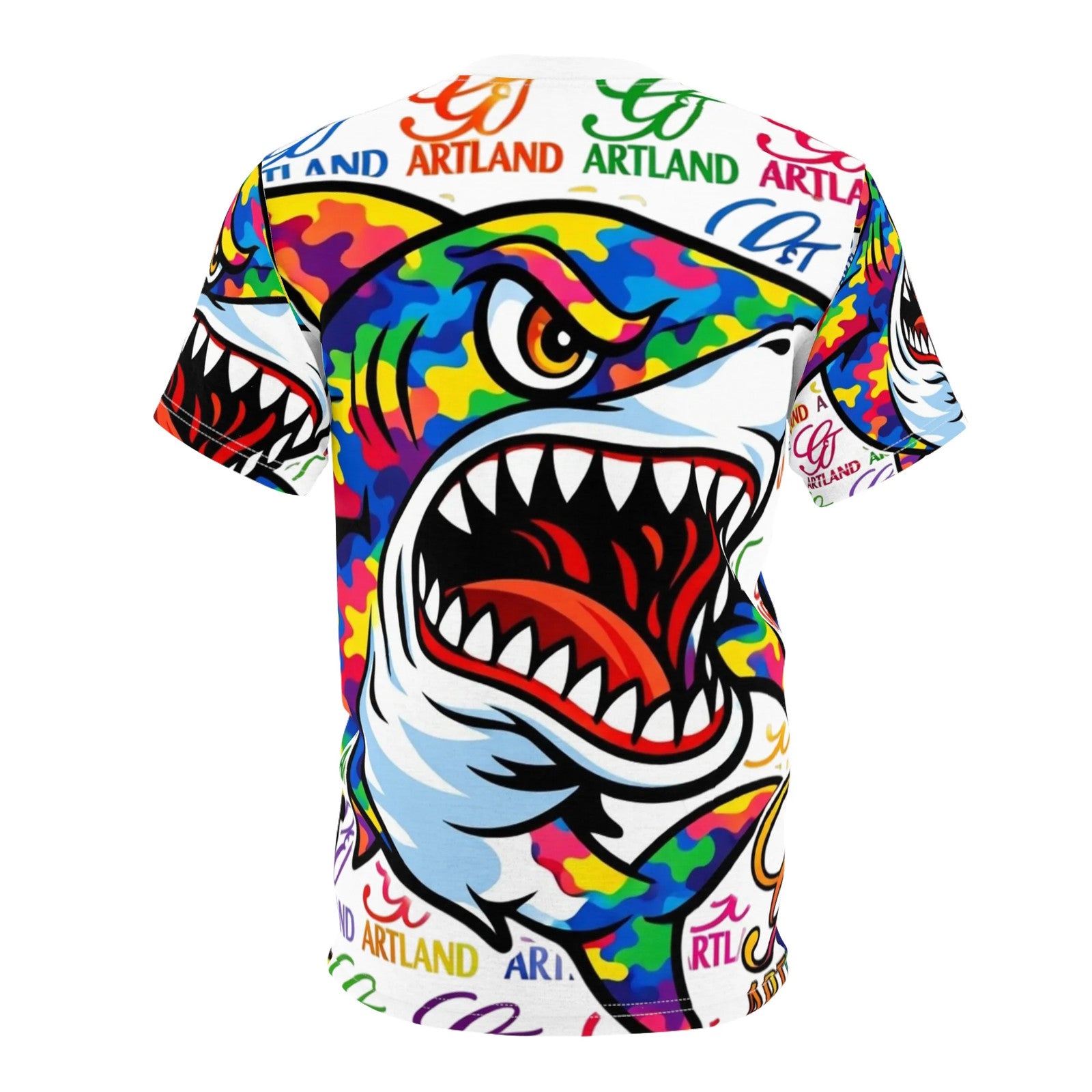 Colorful Designer High Fashion Shark GT Face Tee Cut & Sew Shirt by GT Artland