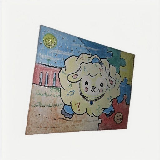 Sheep Autistic Support Puzzle Styled  16 X 20 In Collectors Canvas Painting