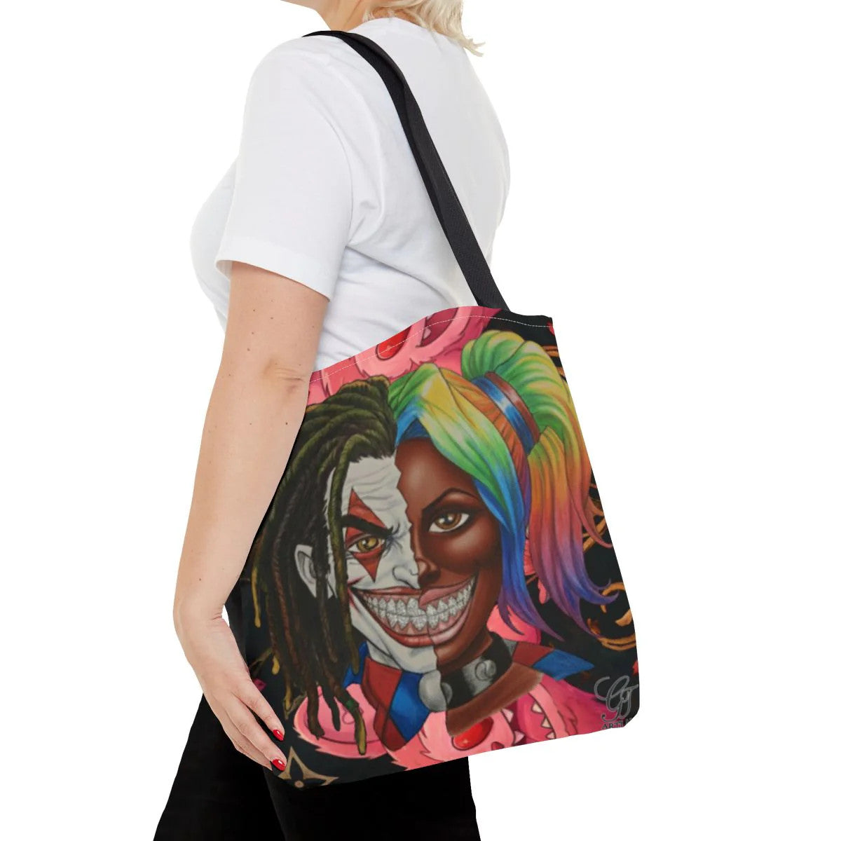 Crazy Love Clown and Vixen Half Face Designer HD Tote Bag Designer | All-Over