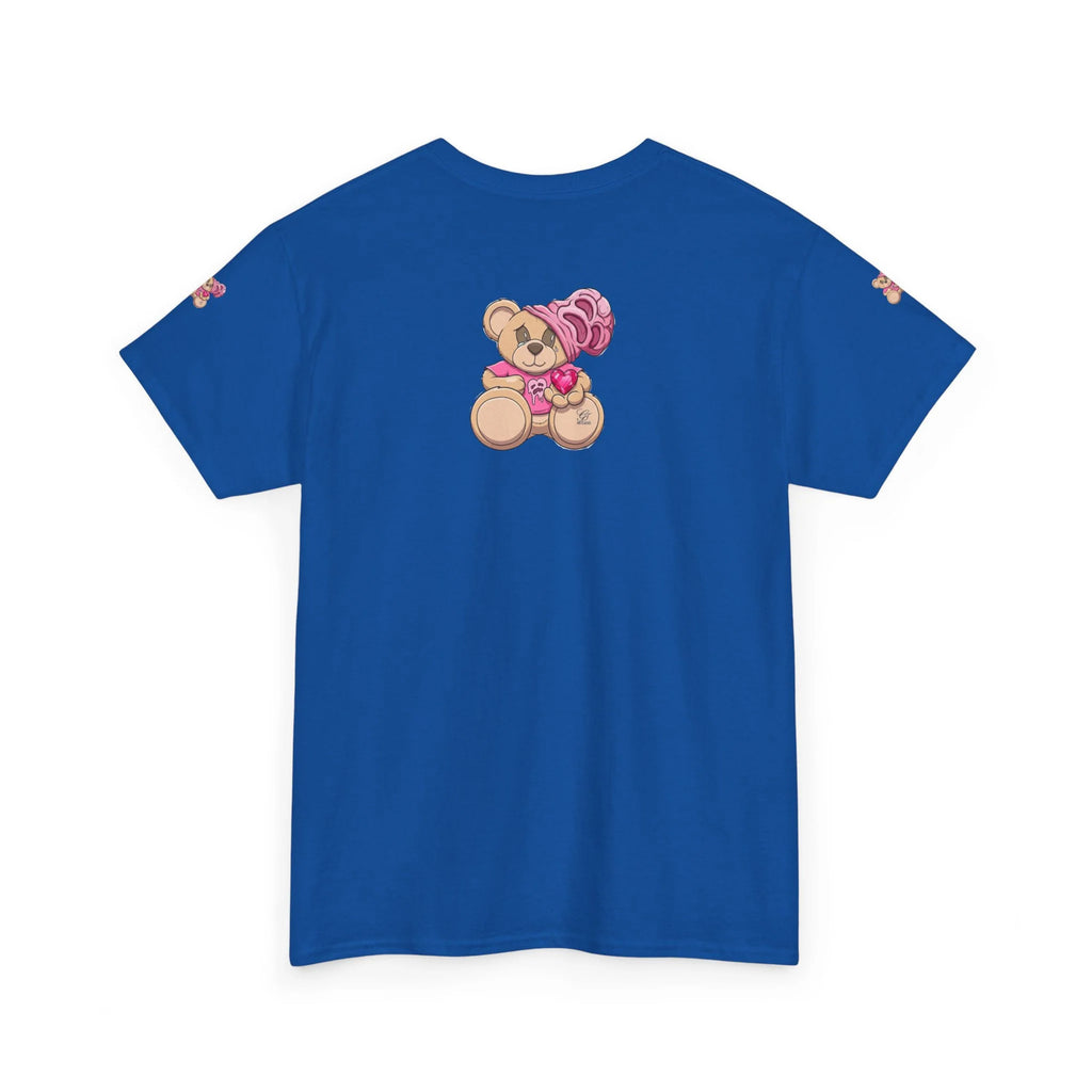 Pink Bear with Brain Beanie T-Shirt | Cute Teddy Illustration by GT Artland