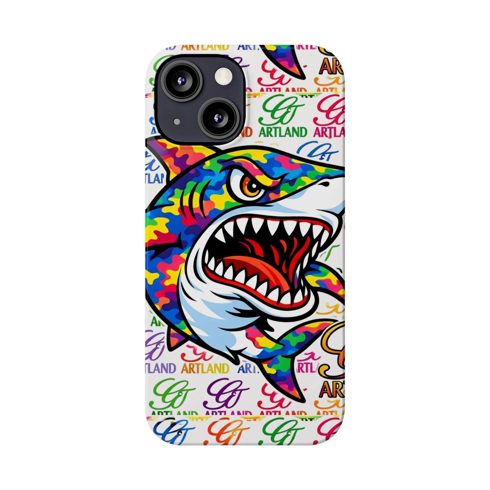Colorful Camo Designer Shark GT Slim Phone Case | Vibrant Graphic, Artland Logo
