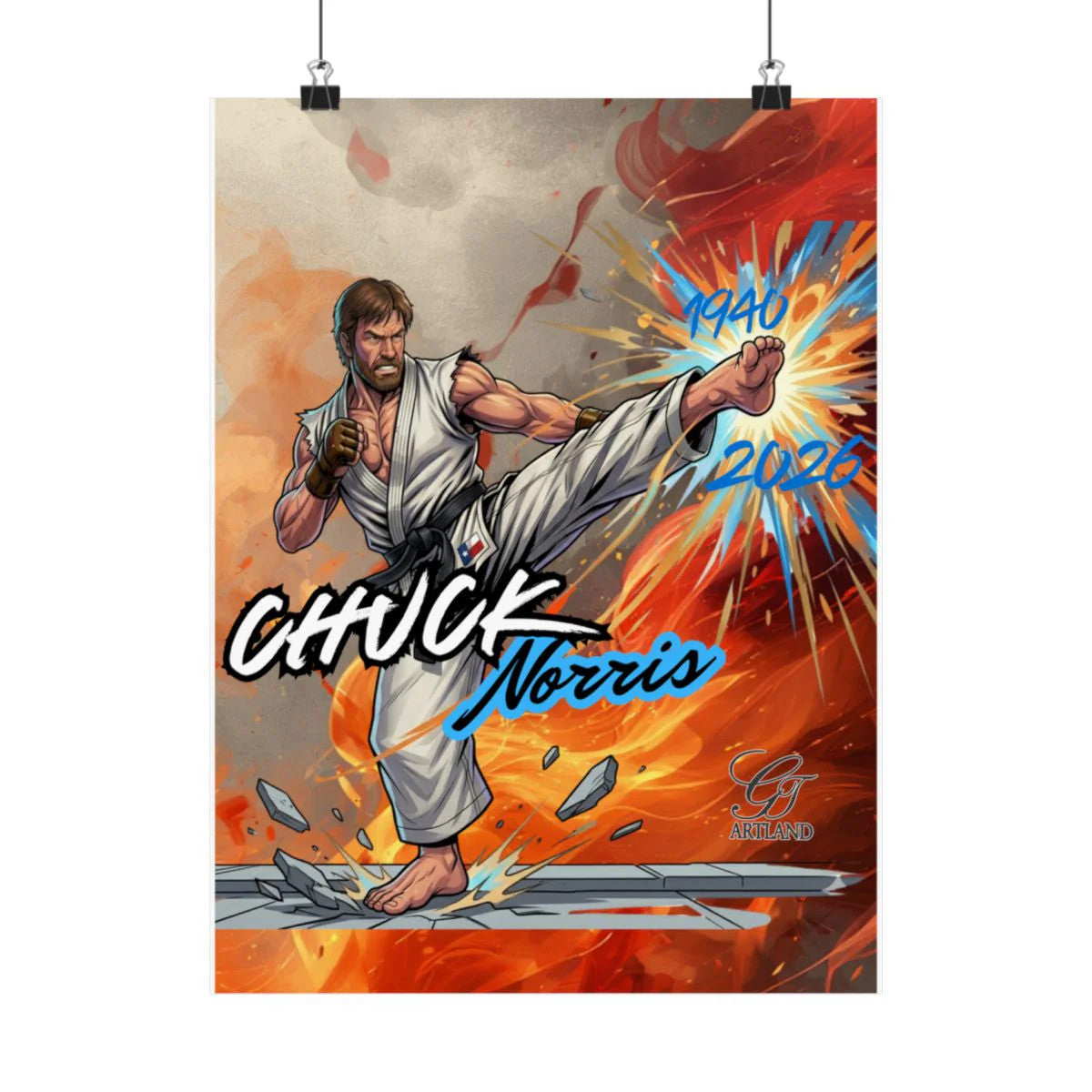 Chuck Norris Martial Arts Legend Urban Toon Matte Vertical Posters by GT Artland