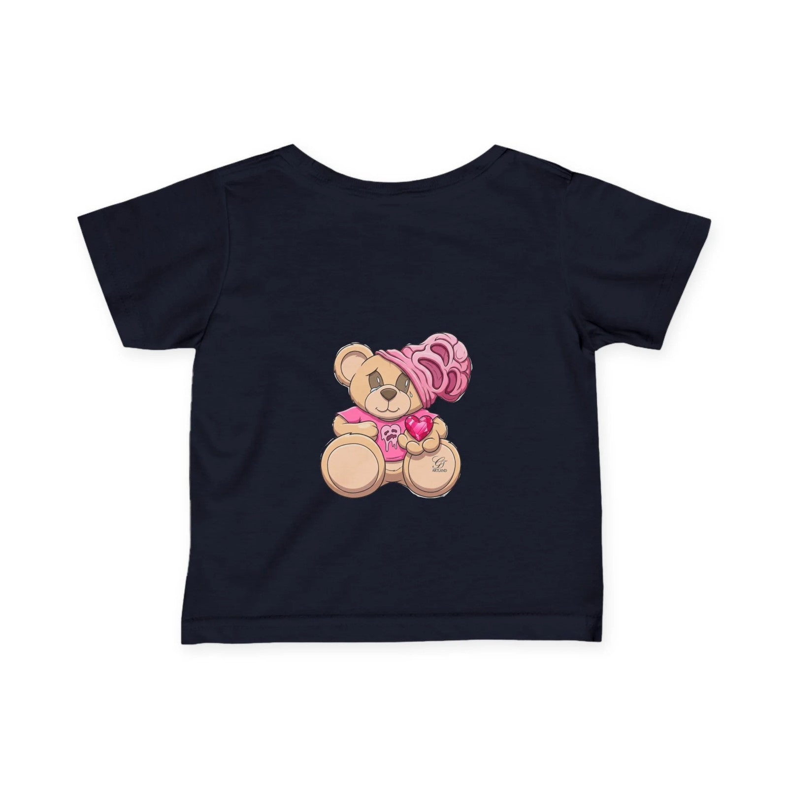 Teddy Bear with Heart Tees Infant Tee | Cute Pink Bear Baby Shirt by GT Artland