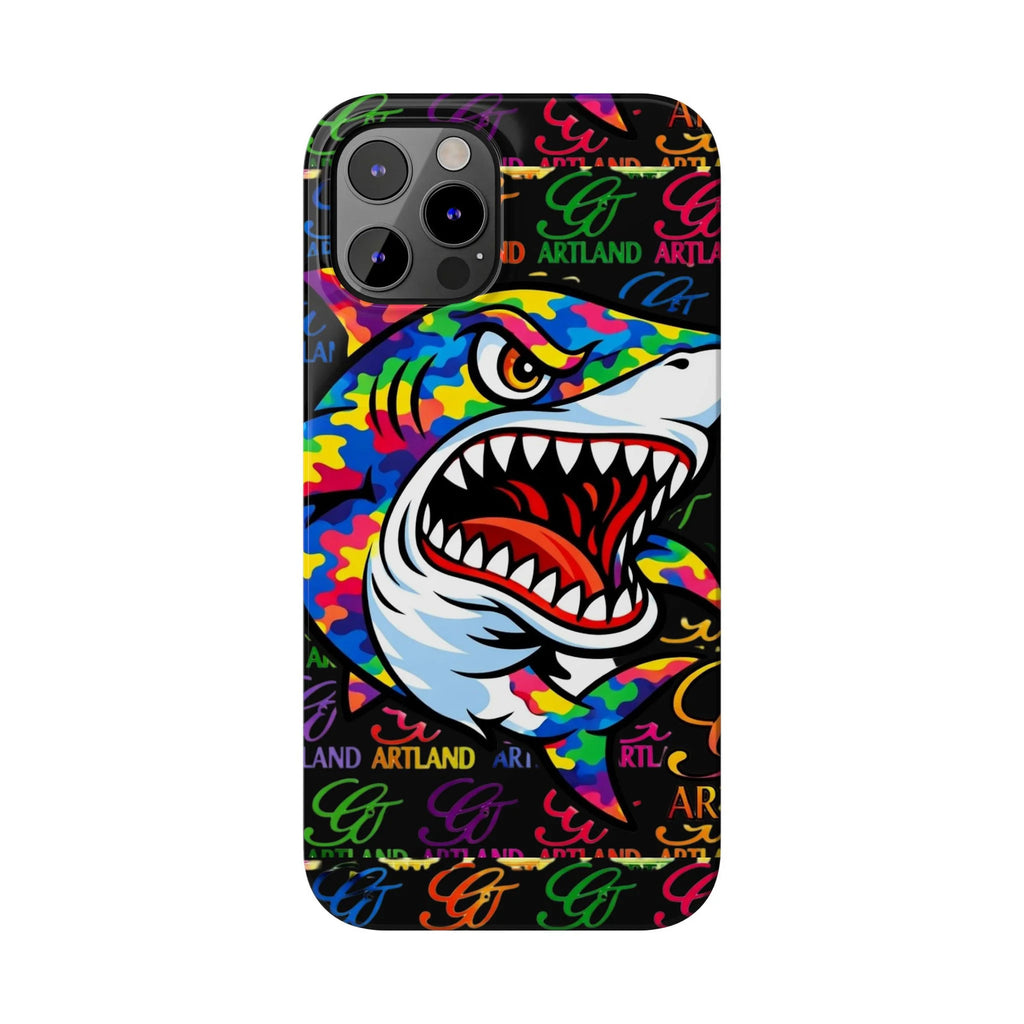 Colorful Shark GT Illustration Slim Phone Case | Neon Graffiti Pattern by GT
