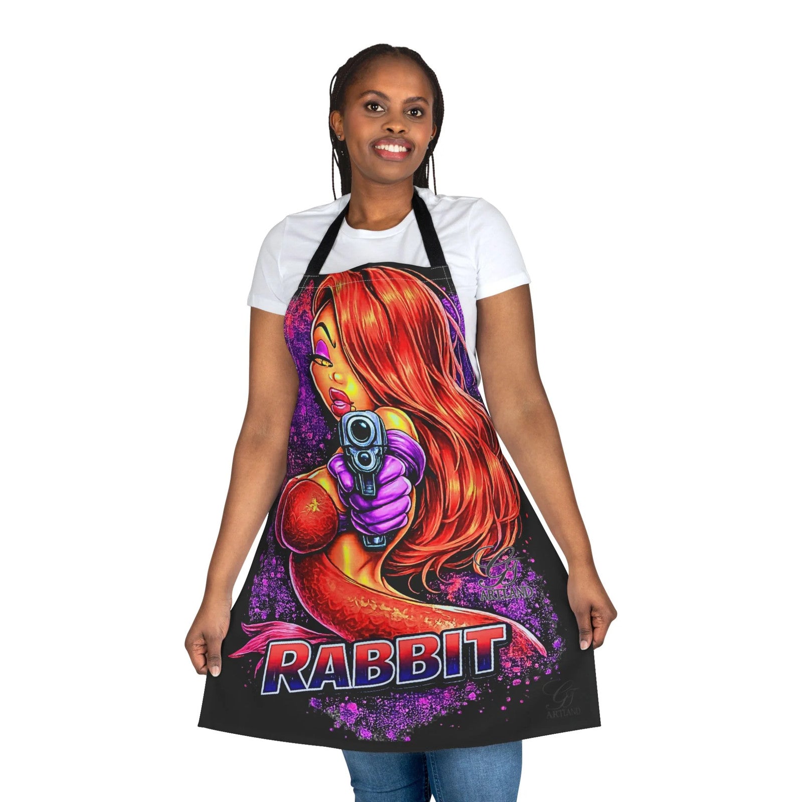 Pinup Bunny Girl with Gun Apron | Retro Comic Art, 'Rabbit' Design
