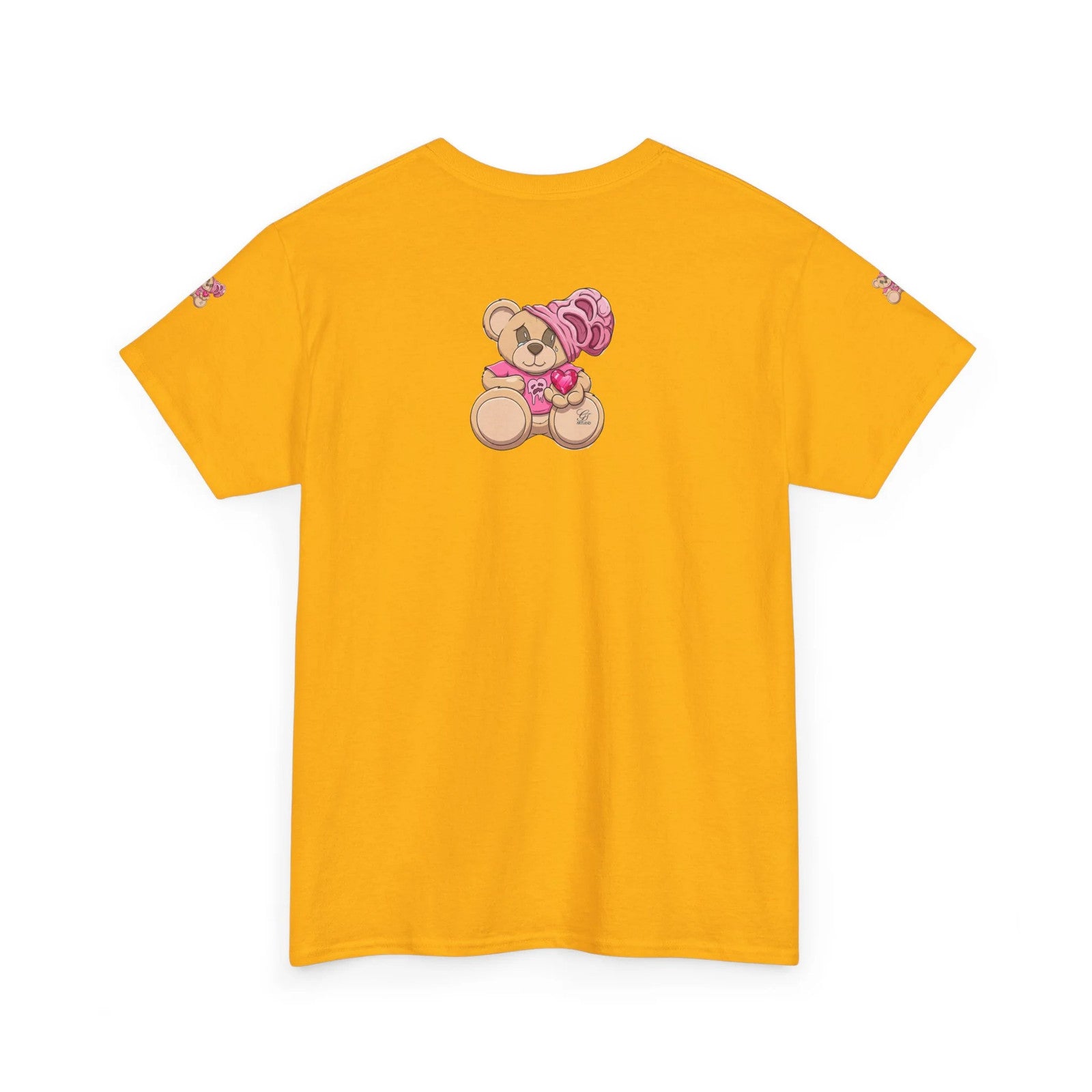 Pink Bear with Brain Beanie T-Shirt | Cute Teddy Illustration by GT Artland