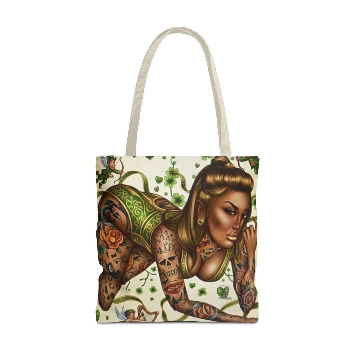 Ebony St Patrick Theme Tattoo Hot Sexy Vixen Designer Tote Bag by GT Artland