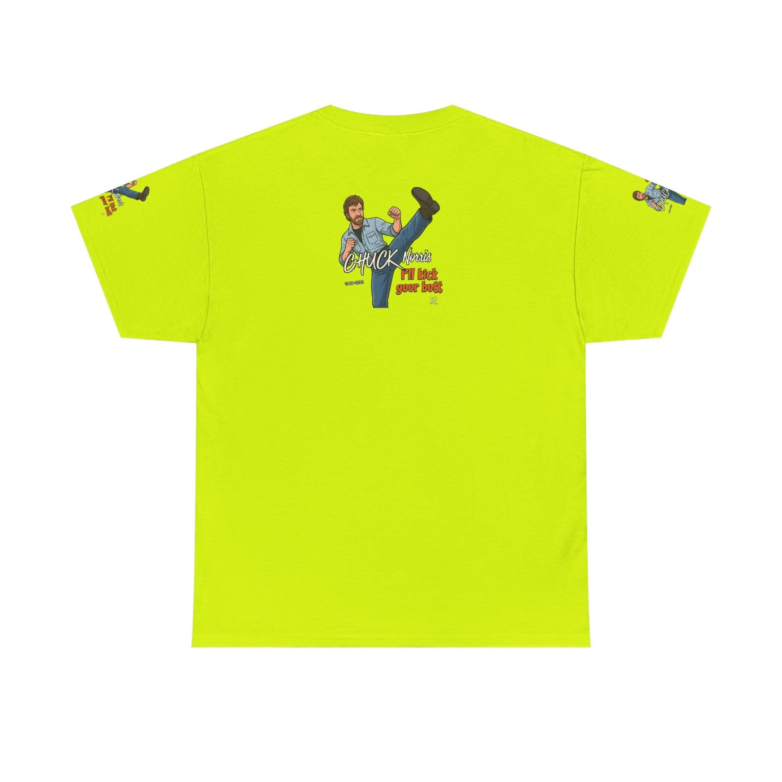 Chuck Norris kick illustration T-Shirt | I'll kick your butt slogan designer by