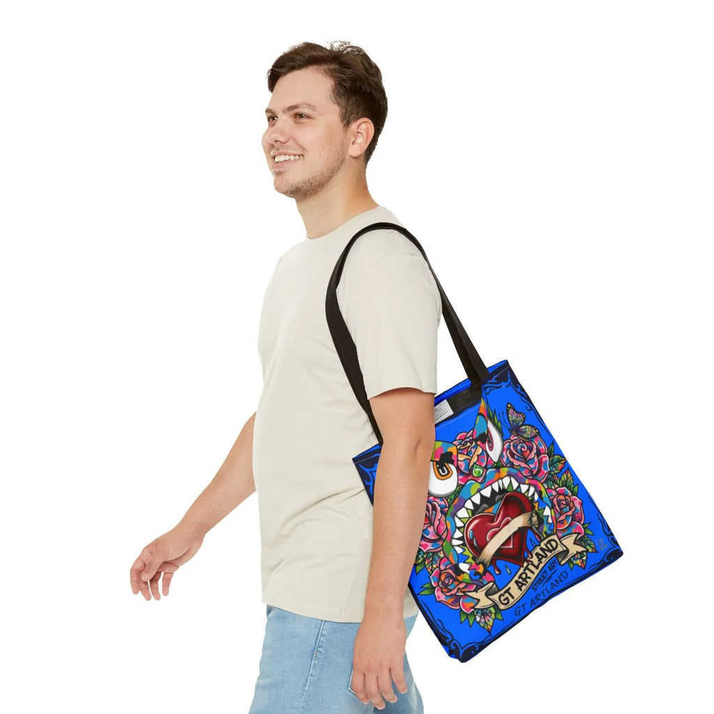 Colorful Gape Tattoo Monster Heart Tote Bag Designer sky blue Edition |