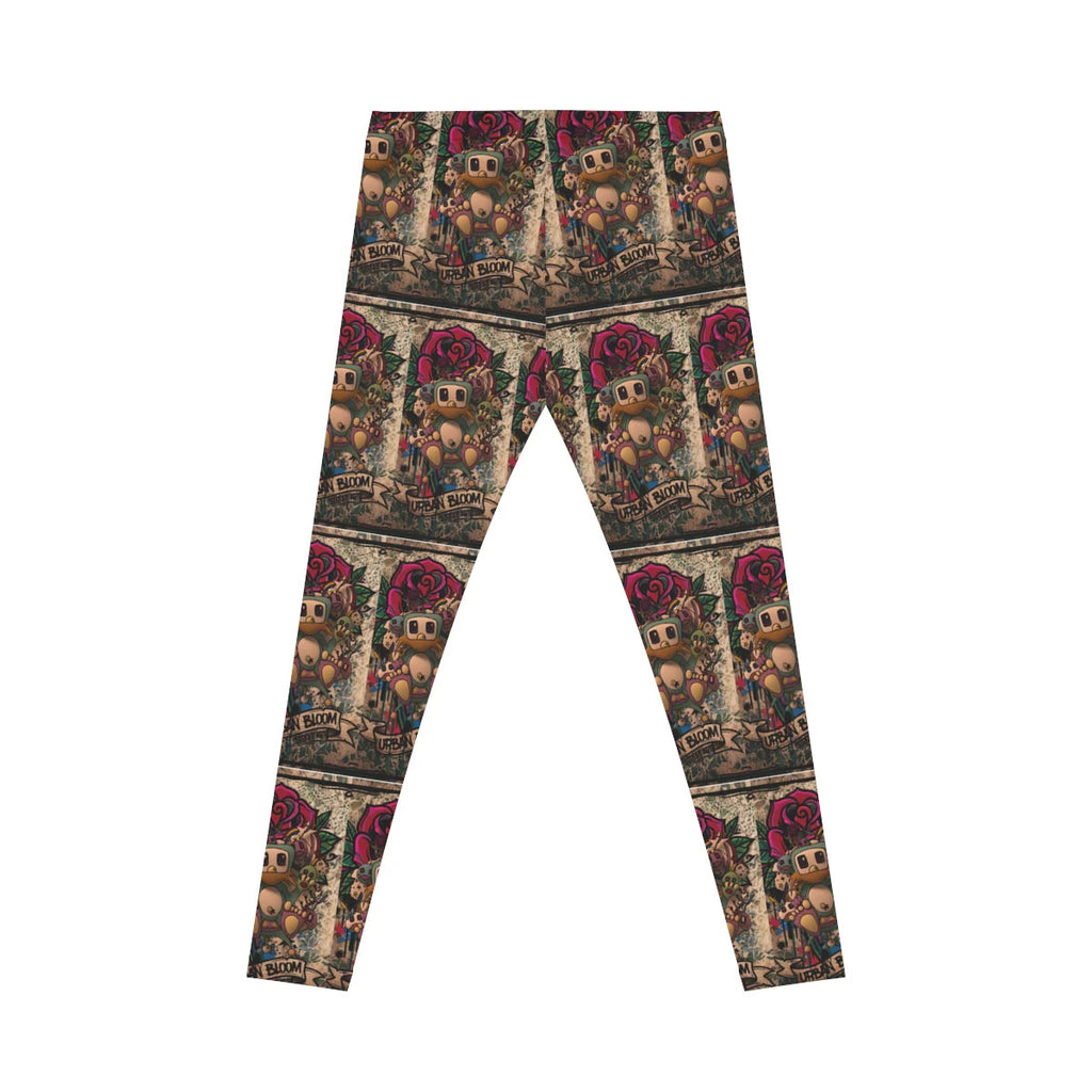 Poon Gothic Rosary Designer Rose Pattern Women's Casual Leggings by GT Artland