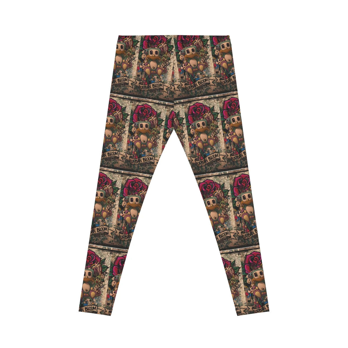 Poon Gothic Rosary Designer Rose Pattern Women's Casual Leggings by GT Artland