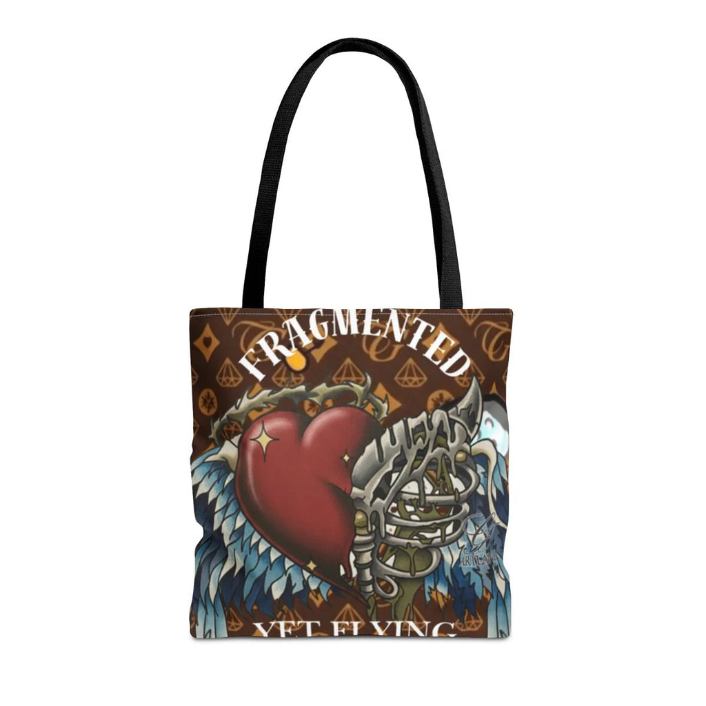 Fragmented yet flying Motivational tattoo Heart with Wings and Skeleton Equal
