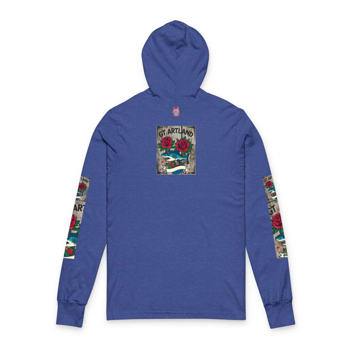 Rose Shark Tattoo Designer High Fashion Unisex Hooded Long Sleeve Tee by GT