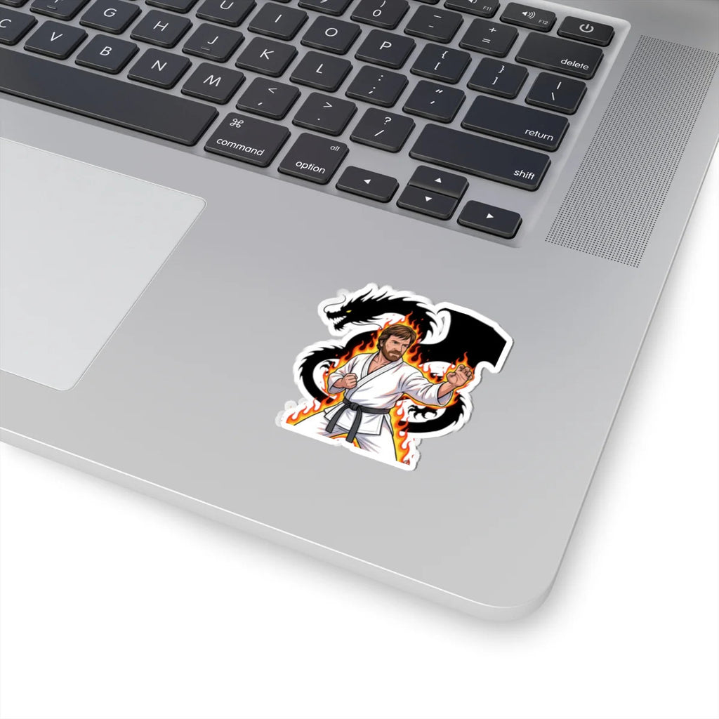 Martial Artist Chuck Norris Dragon Flames Sticker | Kiss-Cut Sticker by GT