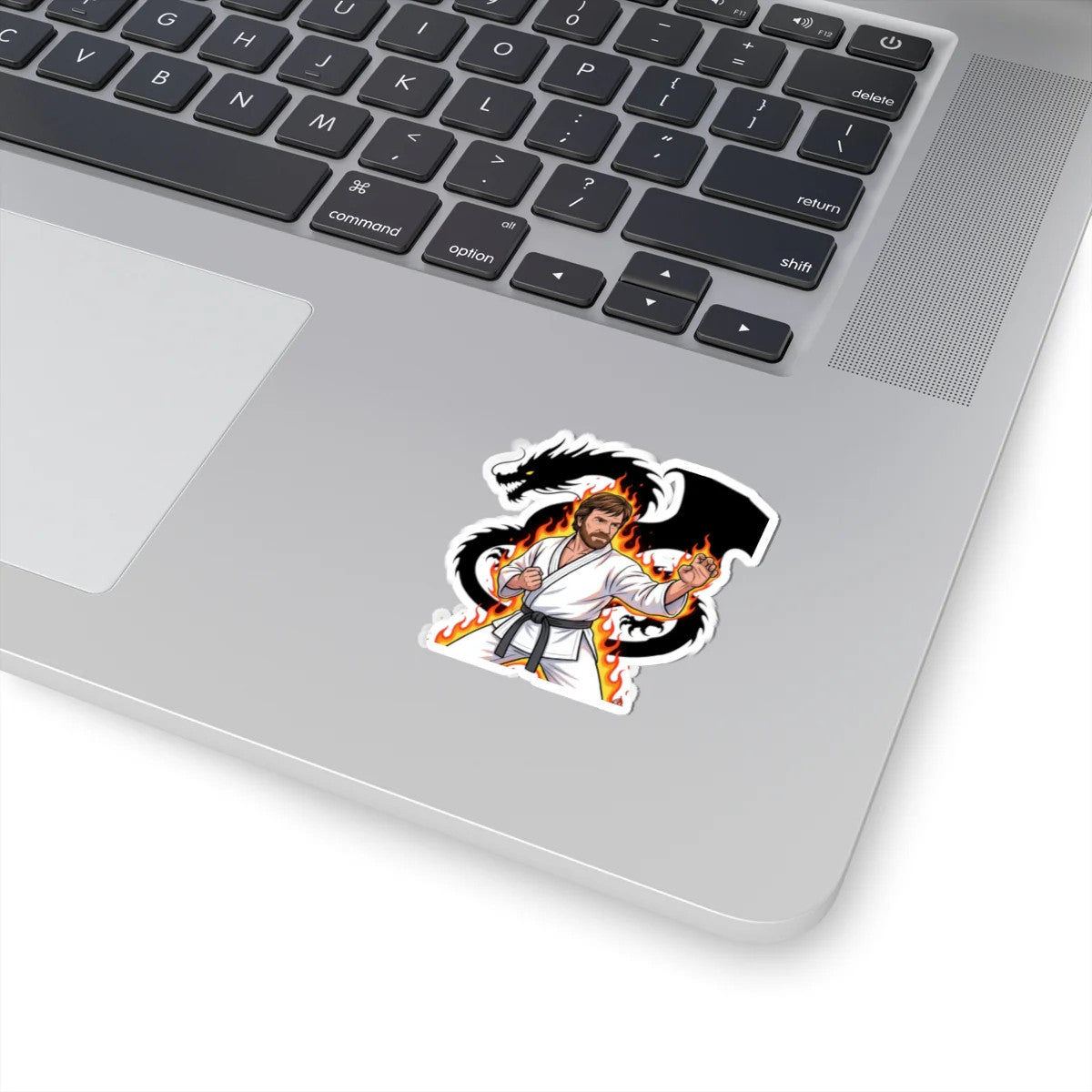 Martial Artist Chuck Norris Dragon Flames Sticker | Kiss-Cut Sticker by GT