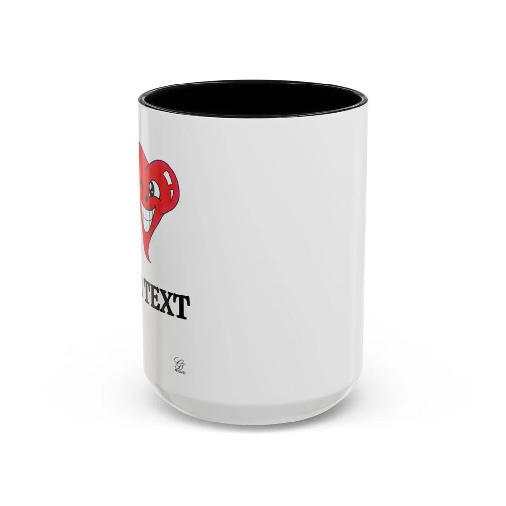 I ️ "Add Any Text" Happy Heart Classic Accent Coffee Mug (11, 15oz) by GT