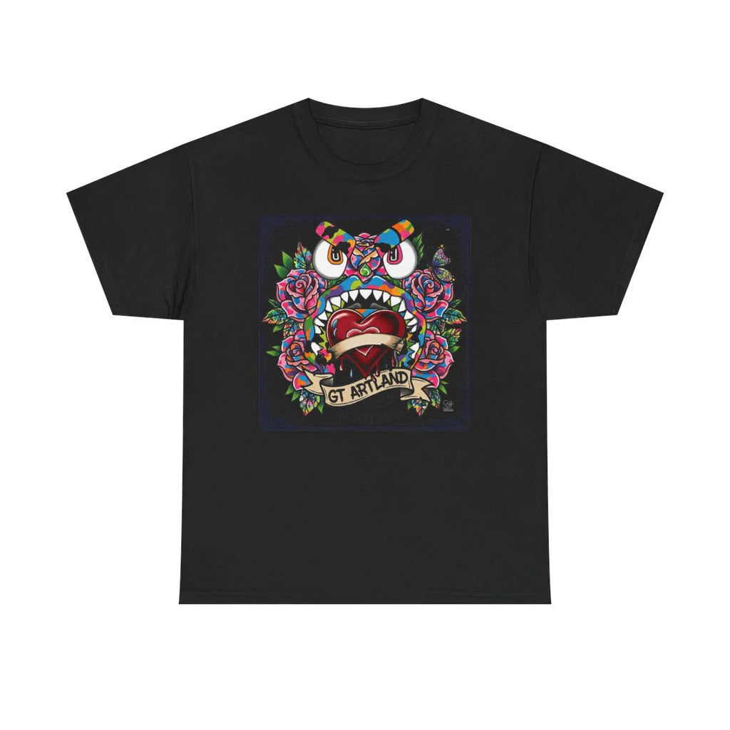 Gape Hearts and Roses Camo High Fashion Designer Unisex Heavy Cotton Tee BY GT