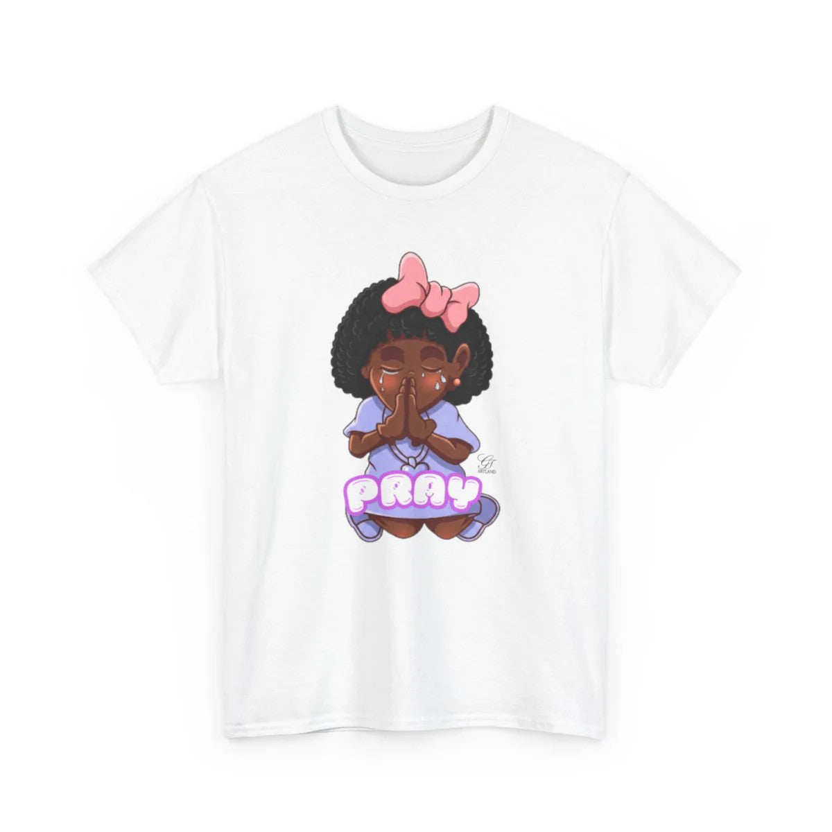 Ebony Girl Praying Cute Designer Style Unisex Heavy Cotton Tee by GT Artland