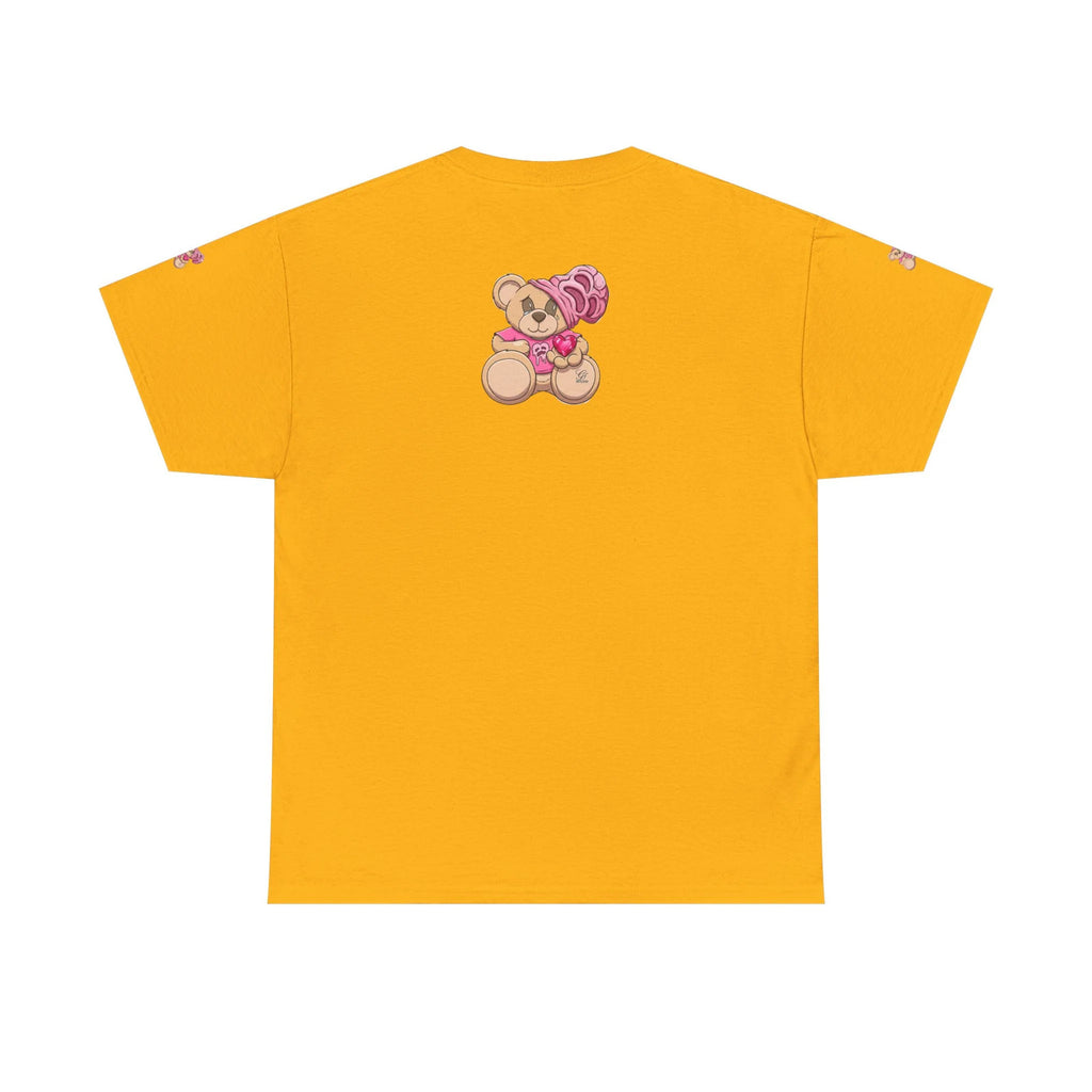 Pink Bear with Brain Beanie T-Shirt | Cute Teddy Illustration by GT Artland