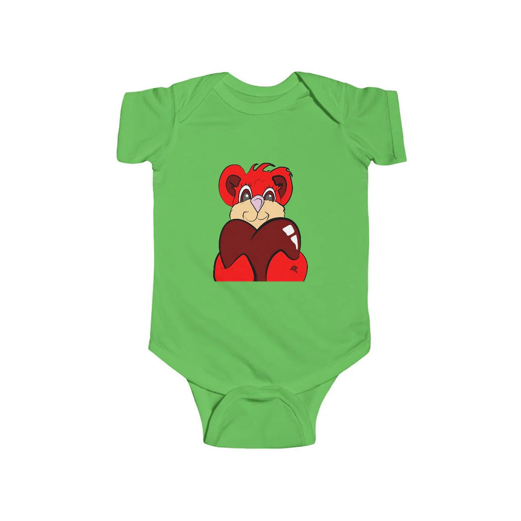 Cute Red Teddy BEAR Holding Heart Infant Fine Jersey Bodysuit by GT Artland