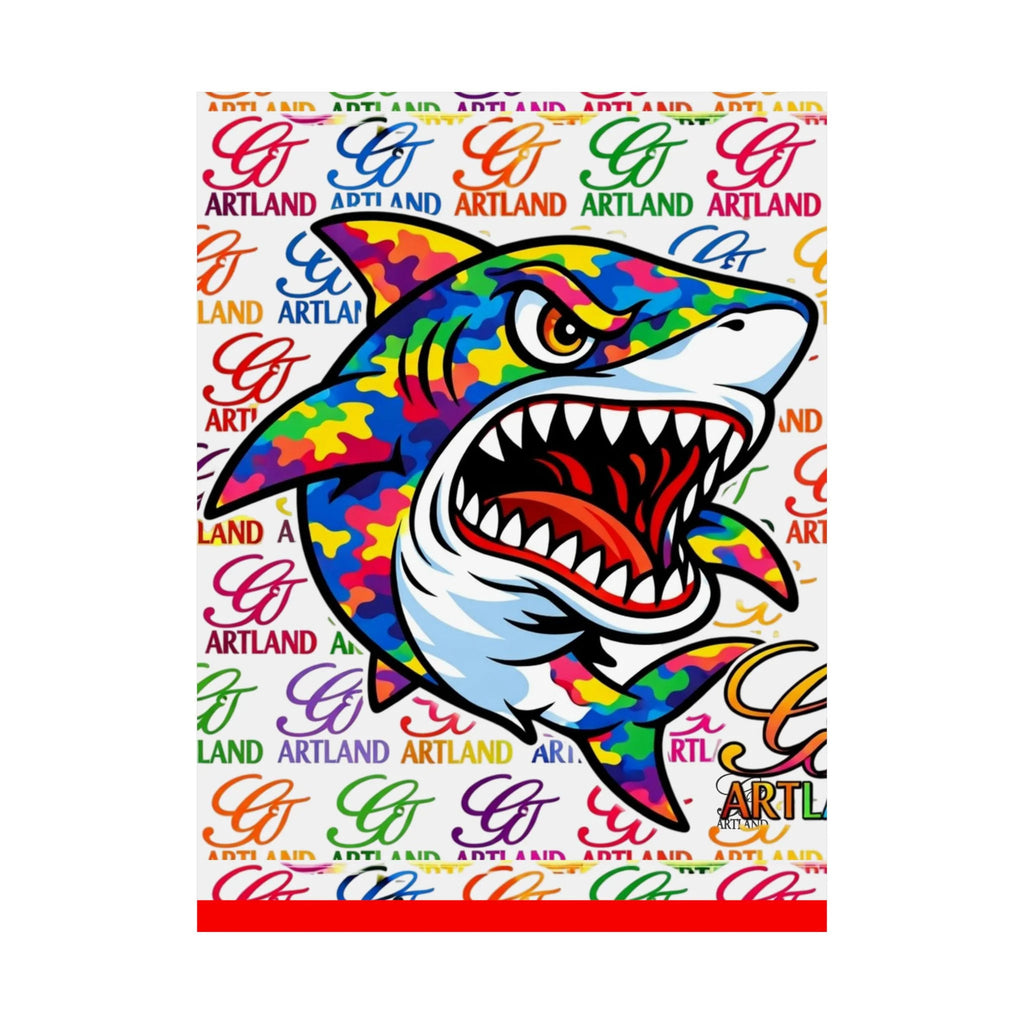 Colorful Designer Camouflage Killa Shark GT Matte Vertical Posters | Vibrant