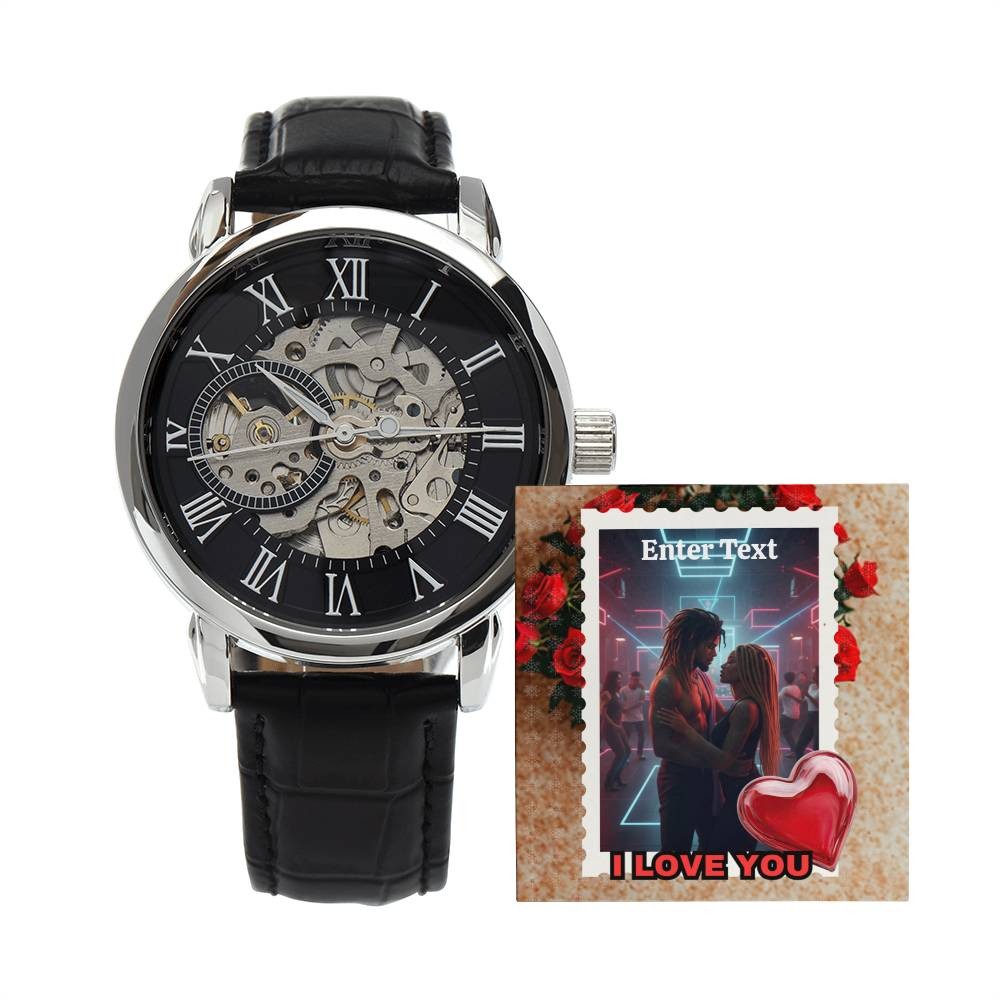 I Love You with Roses and Custom Image customized Men's Openwork Watch Box and