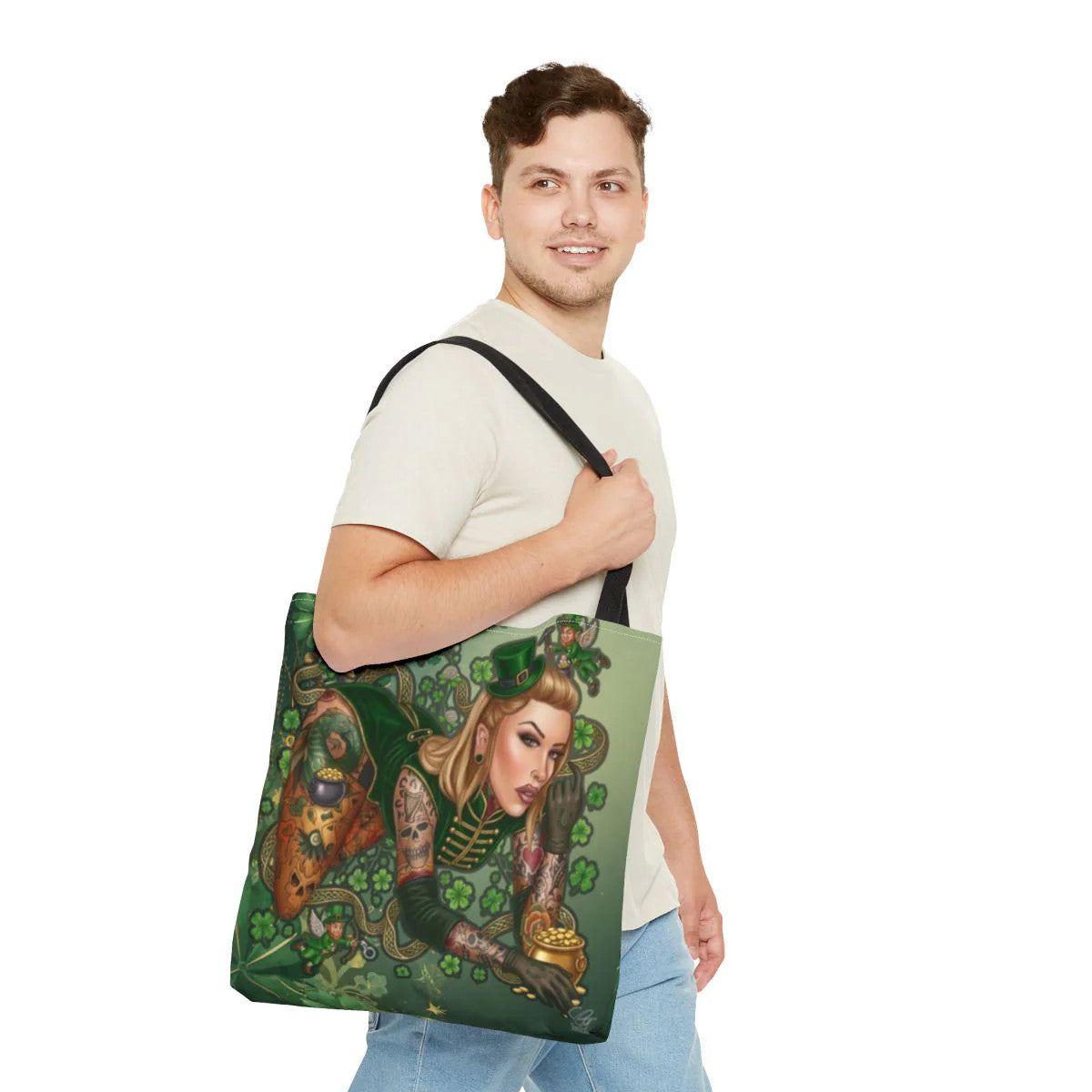 Irish St. Patick Theme Sexy Hot Irish Vixen with Tattoos Designer Tote Bag by