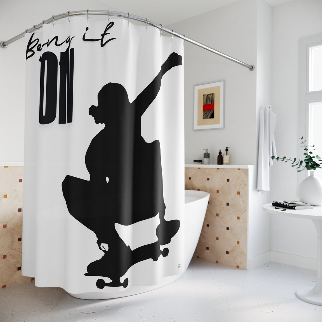 Daring Skateboarder Bring It On Shower Curtain | Bathroom Decor