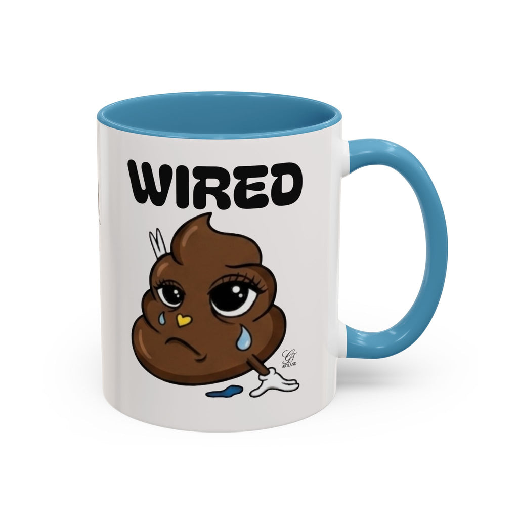 Wired Coffee Mug — Funny Poop Emoji Design Accent Mug (11/15 oz) by GT Artland