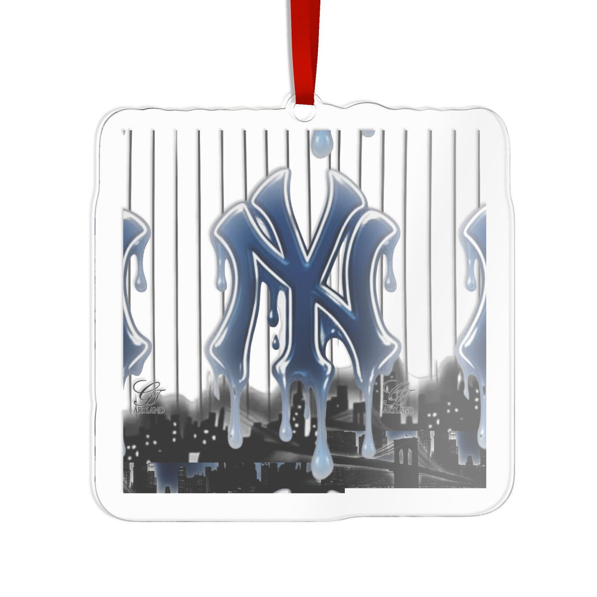 New York Yankees Dripping Logo Custom Acrylic Ornament by GT Artland
