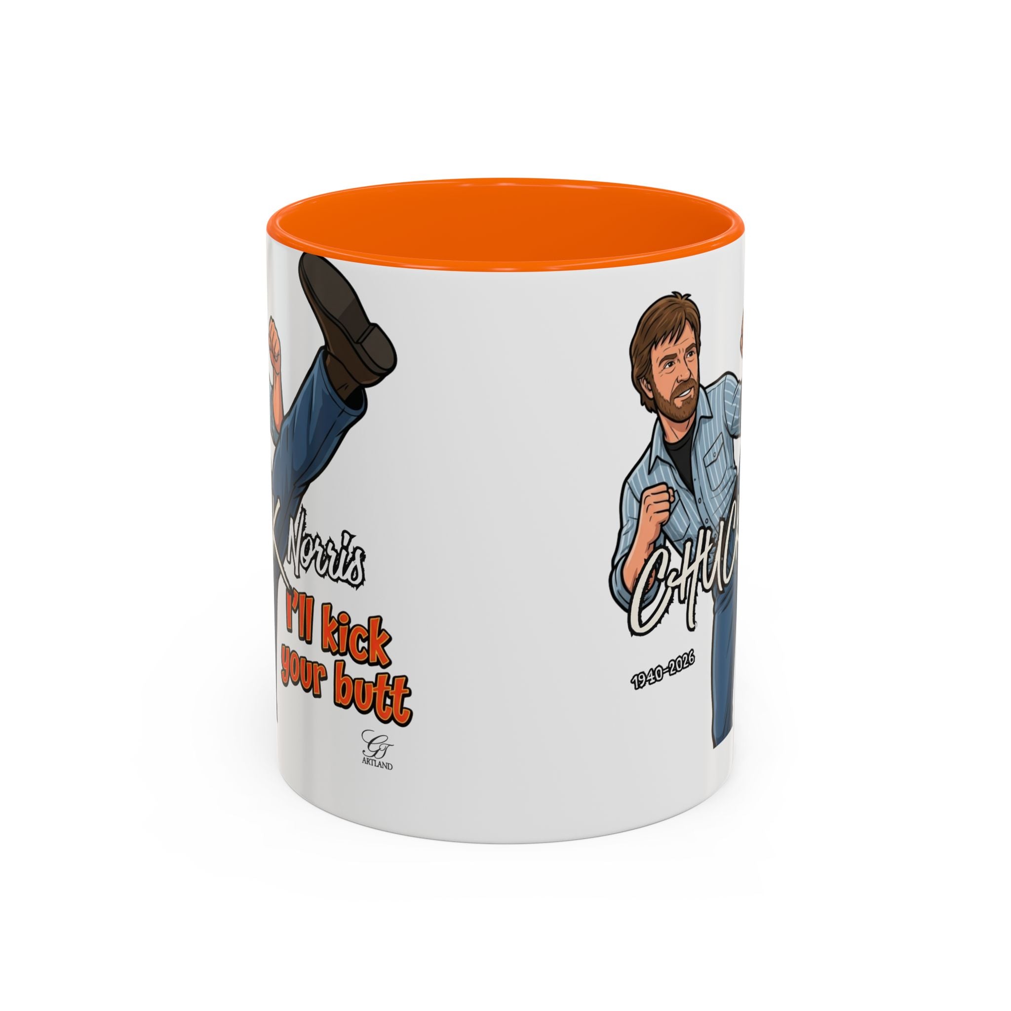 Martial Arts Chuck Norris Kick Butt Humor Character Mug | Accent Coffee Mug by GT Artland